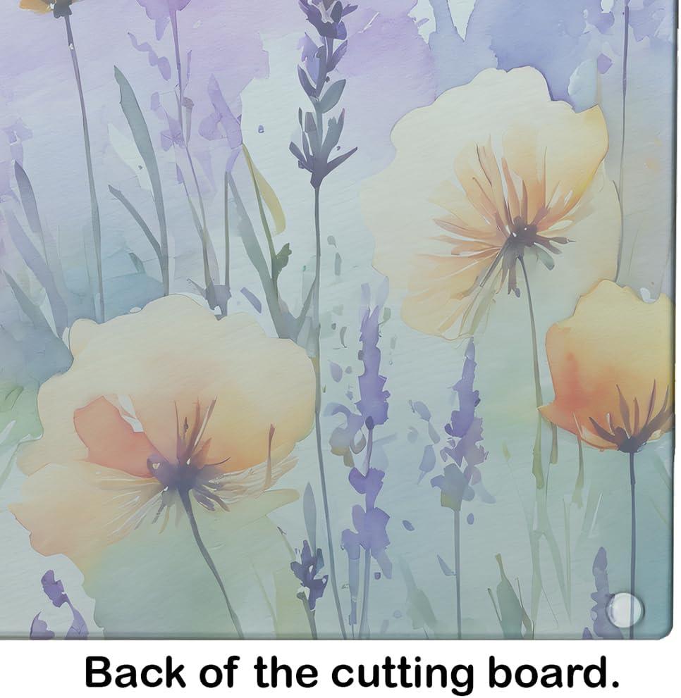 Lavender in Watercolor Glass Cutting Board Large