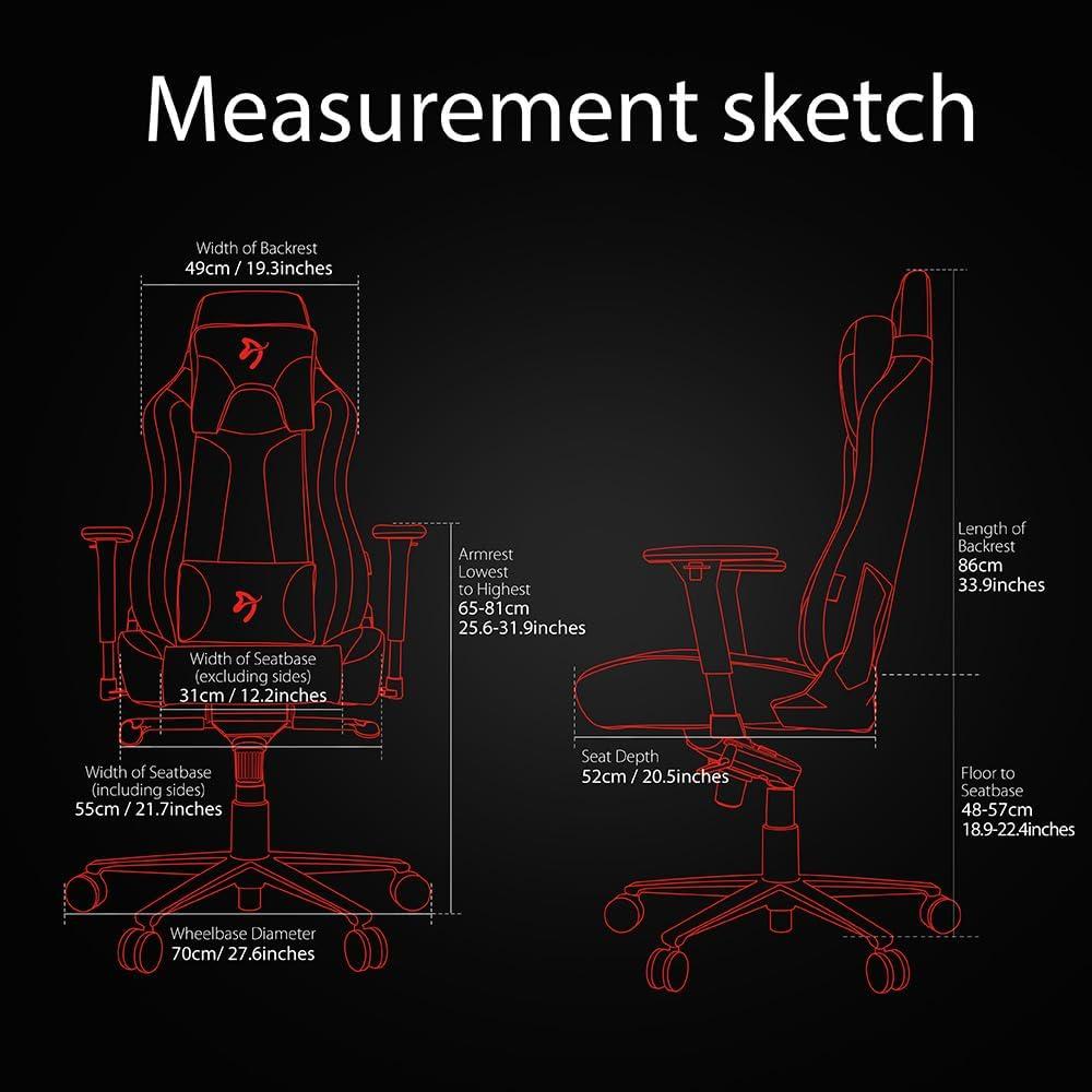 ErgoFlex Black Metal & Aluminum Gaming Chair with Lumbar & Neck Pillows