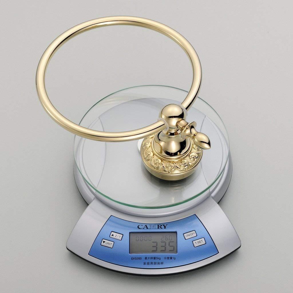 Leyden Polished Gold Towel Ring, Bathroom Hand Towel Holder Wall Mounted Gold Towel Rack Round