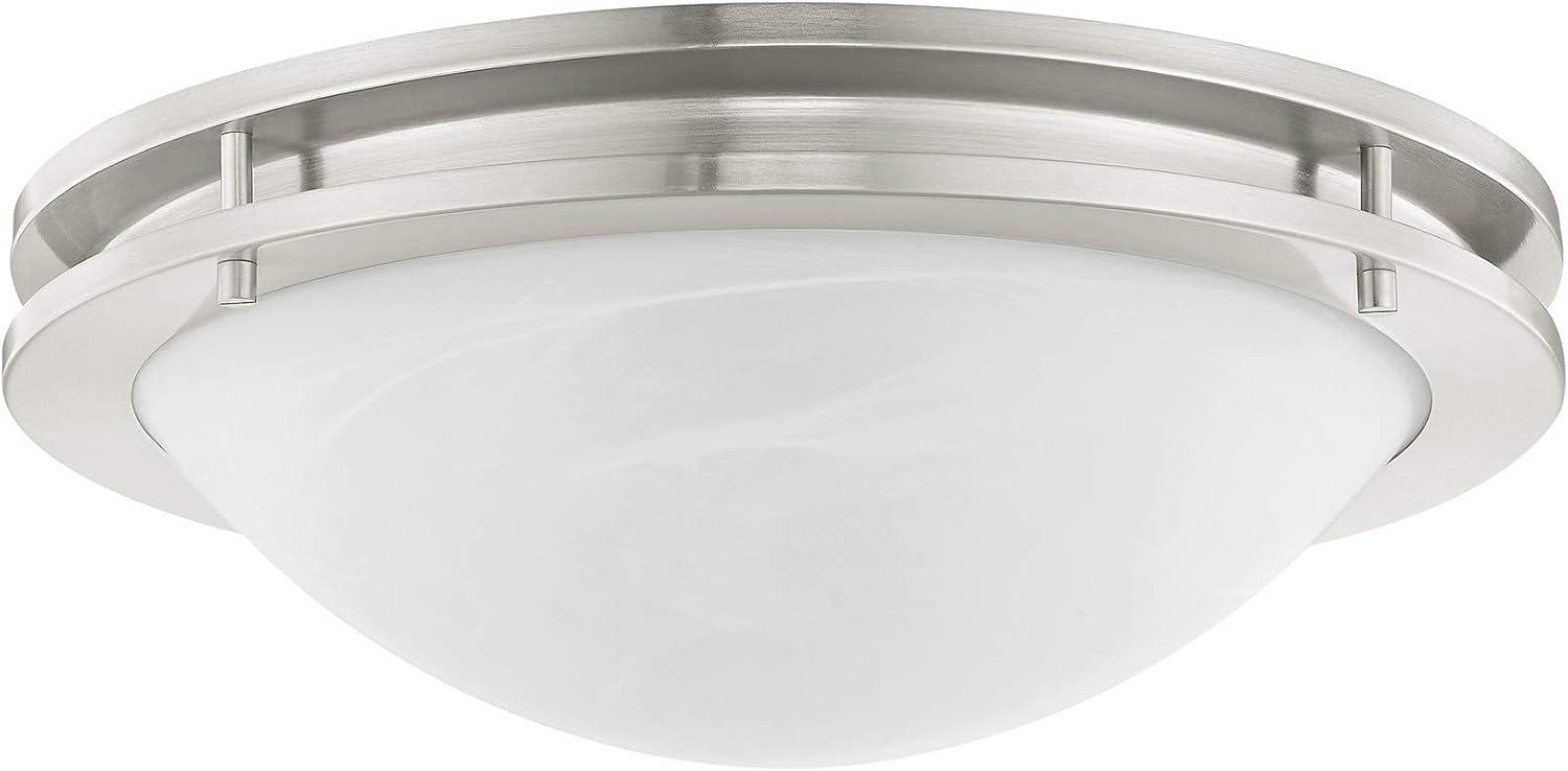 Ariel Art Deco-Inspired Bronze 3-Light Flush Mount with White Alabaster Glass