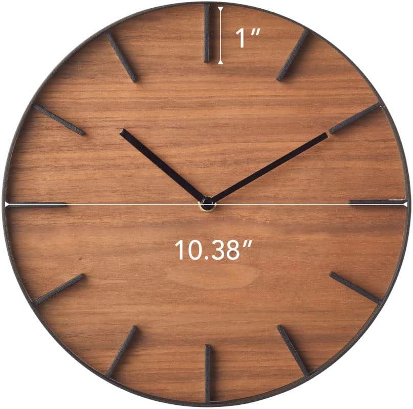 Rin Yamazaki Home Wall Clock, Modern Wood Home Decoration, Steel + Wood, Step Motion Second