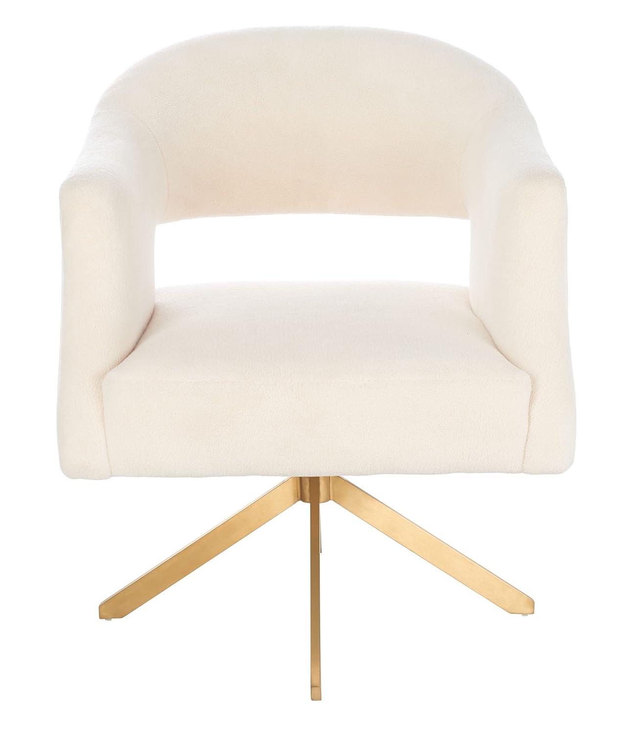 Quartz Swivel Accent Chair - SFV4736 - Ivory/Gold - Safavieh Couture