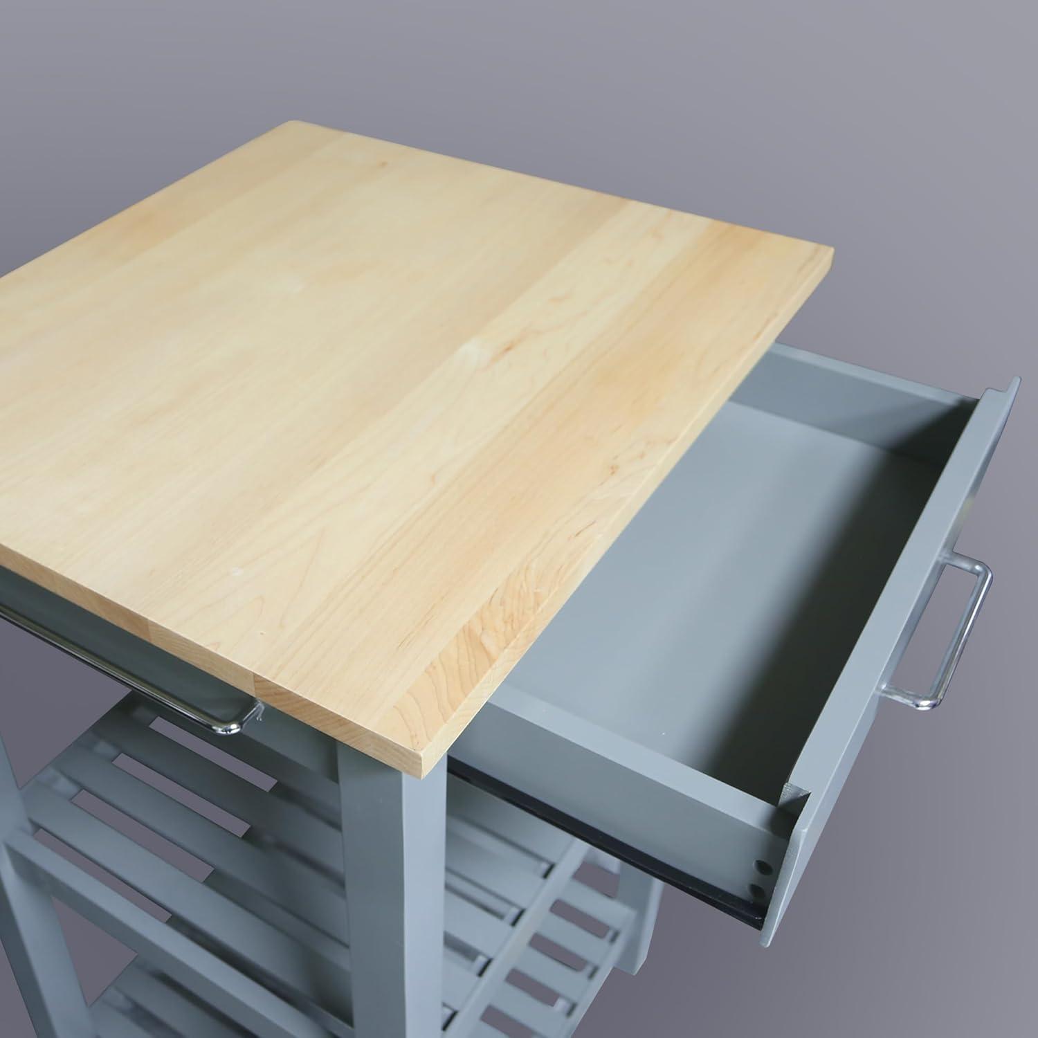 Sunrise Kitchen Island with Solid Wood Top - Slate Gray