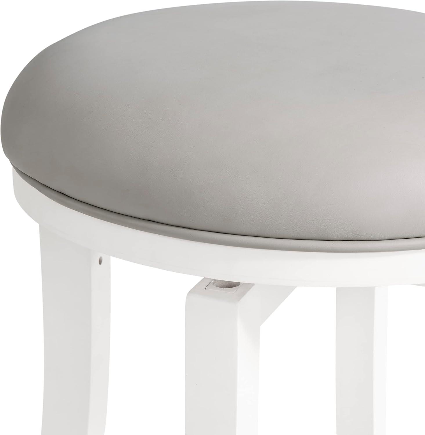 Alaterre Ellie Upholstered Swivel Bar Stool Chairs with Padded Seat and Back, Rubberwood Frame with Metal Kick Plate