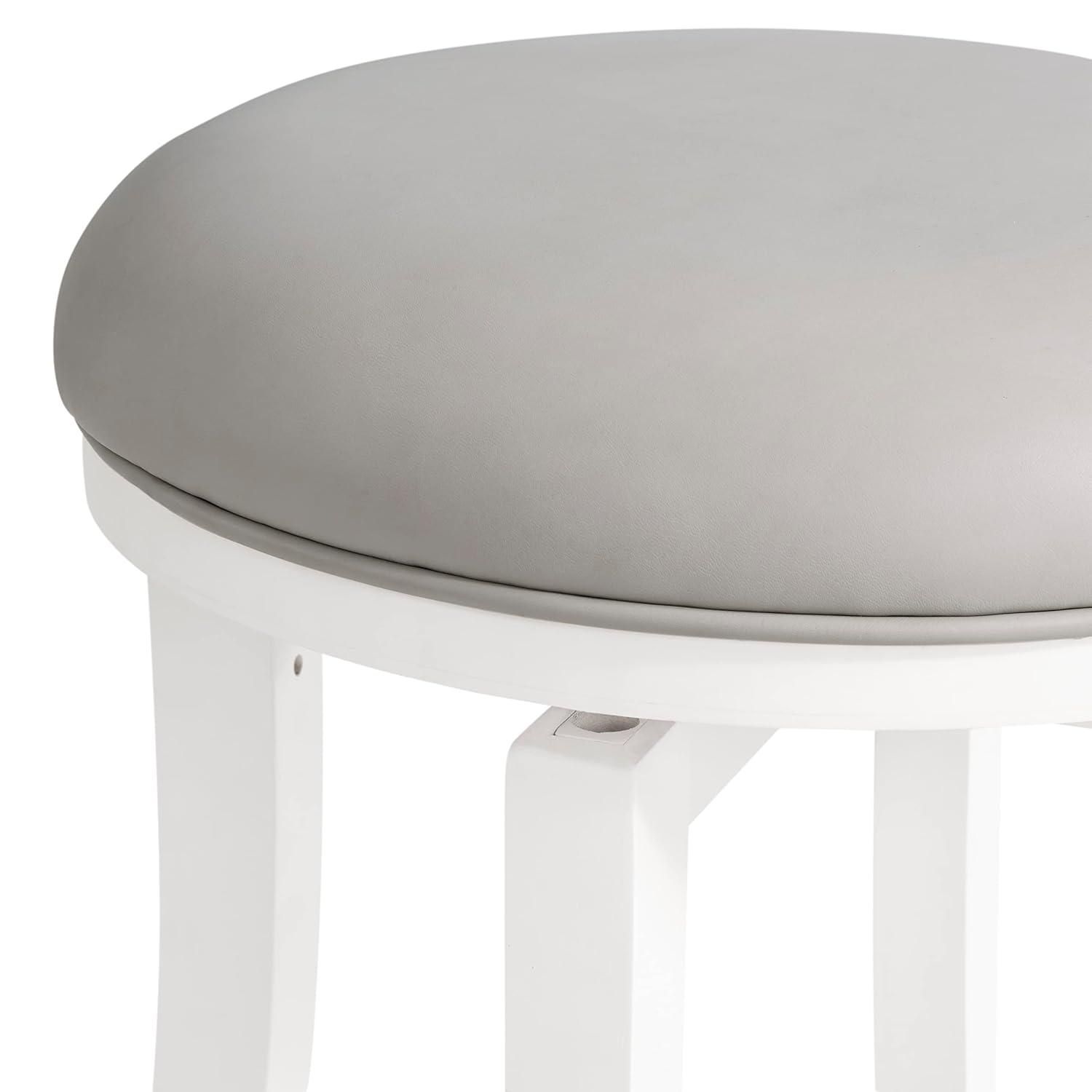 Alaterre Ellie Upholstered Swivel Bar Stool Chairs with Padded Seat and Back, Rubberwood Frame with Metal Kick Plate