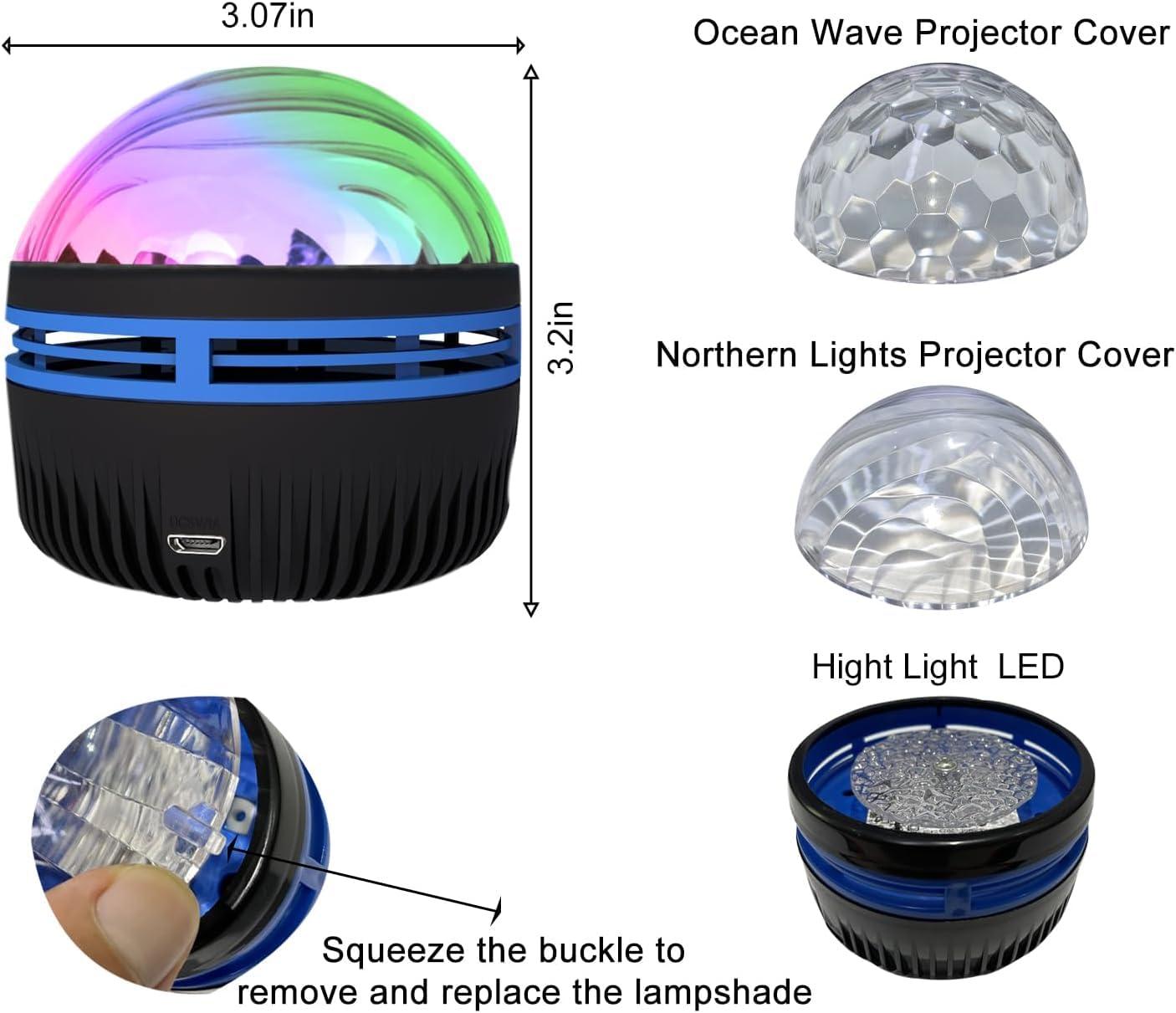 2 in 1 Northern Lights and Ocean Wave Projector with 14 Effects of Galaxy Light for Game Rooms, Parties, Light Projector for Bedroom, led Light Projector for Room Home Decorations