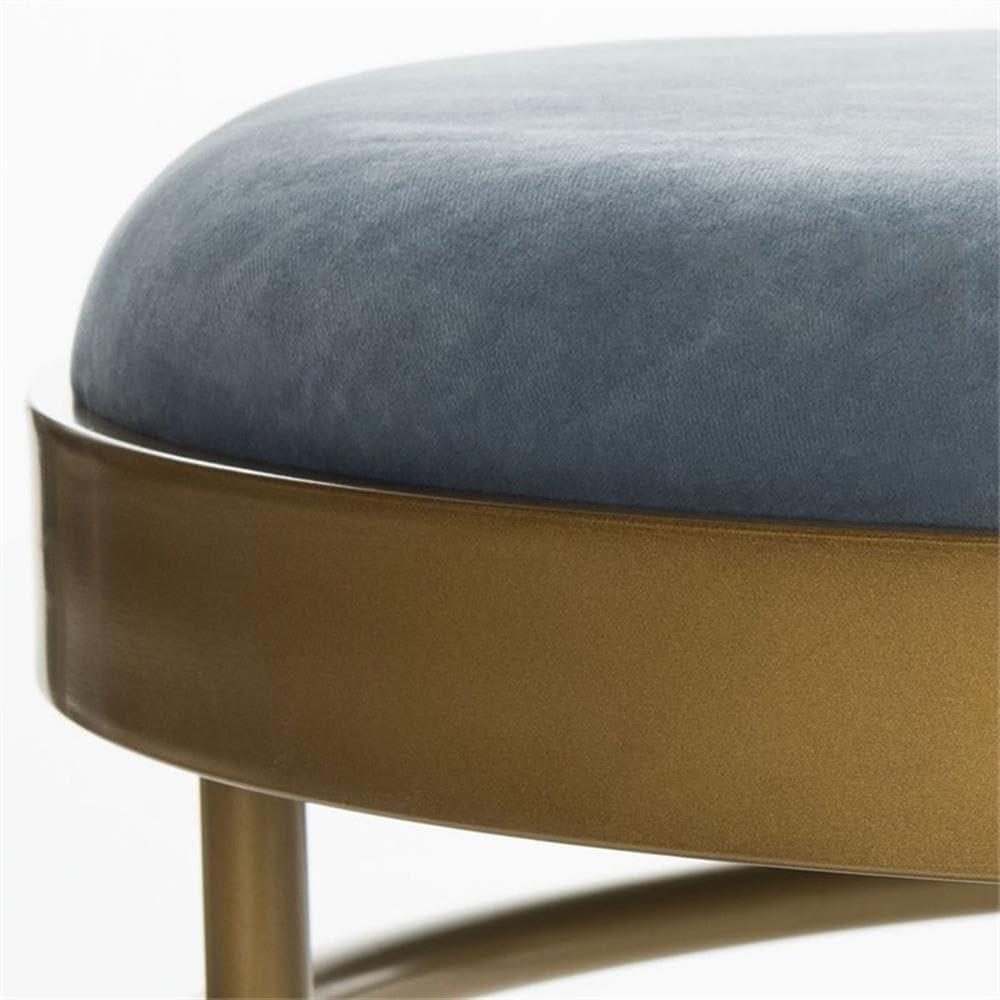 Sylva Oval Bench - Slate Blue Velvet/Gold - Safavieh