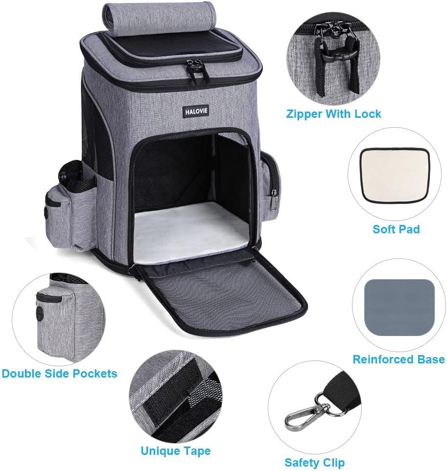 Gray Expandable Soft-Sided Pet Backpack Carrier