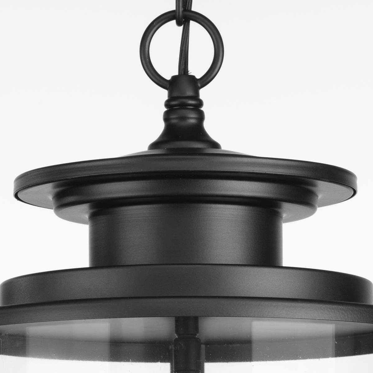 Progress Lighting Squire 3-Light Hanging Lantern, Steel, Black Finish, Clear Glass Shade