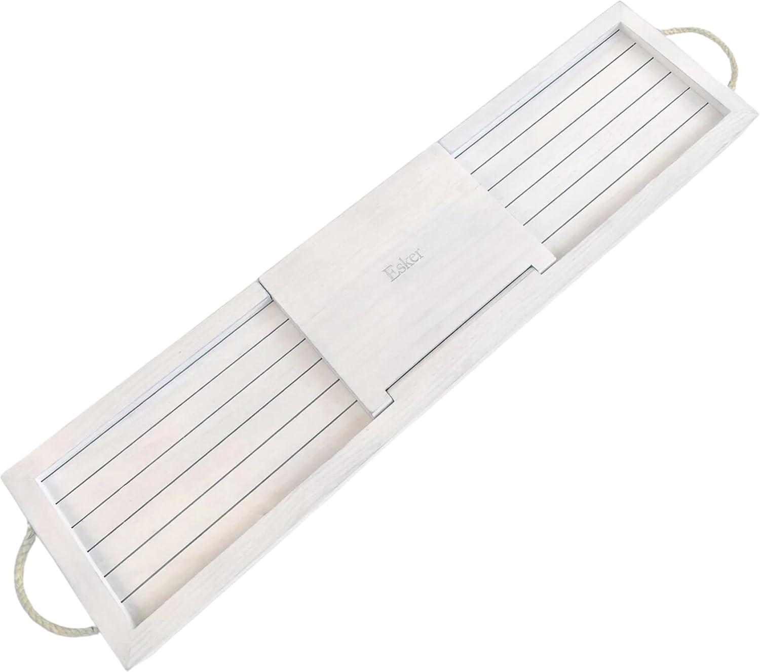 Esker White Pine Wood Bathtub Tray with Hemp Rope Handles