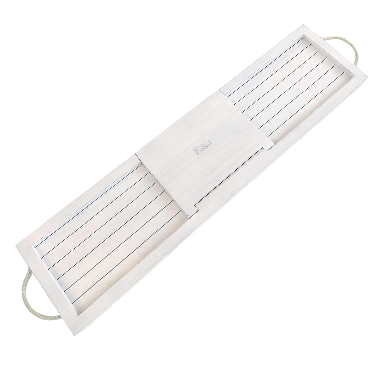 Esker White Pine Wood Bathtub Tray with Hemp Rope Handles
