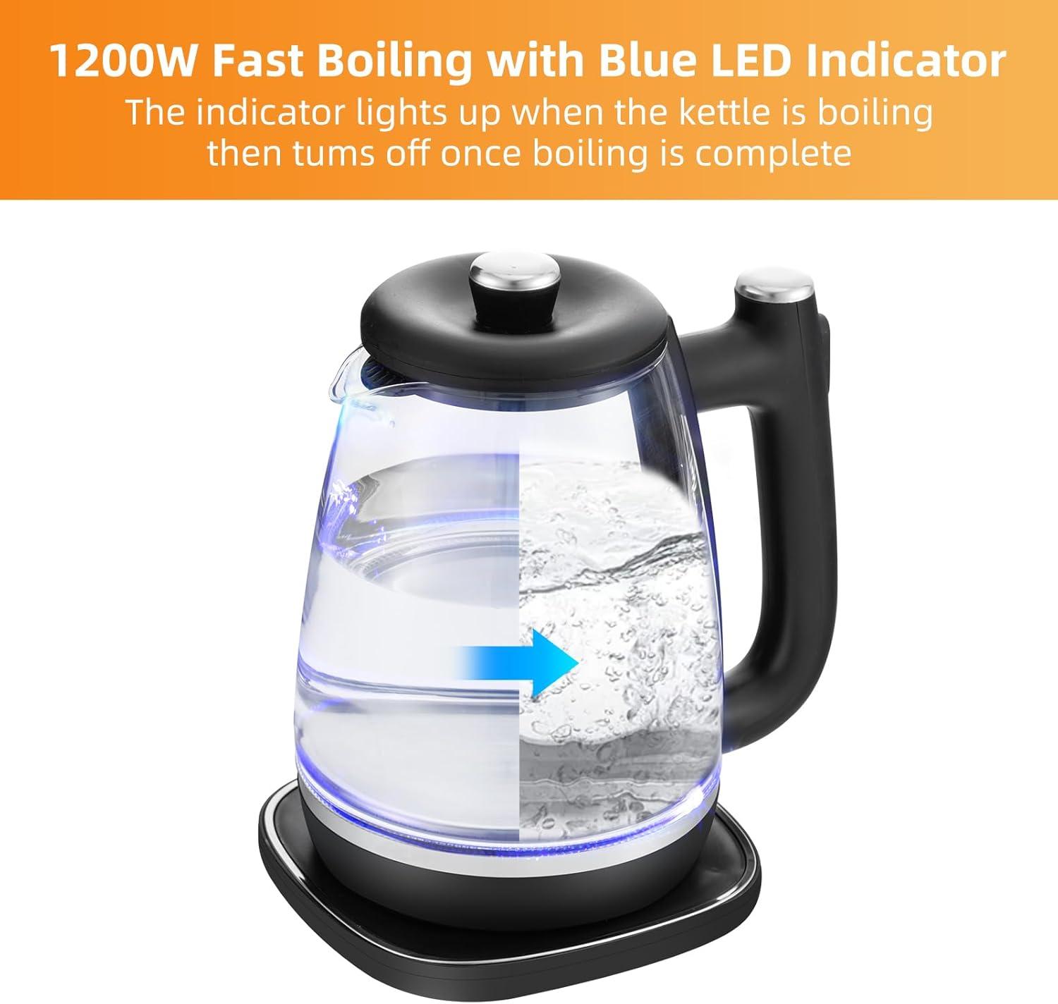 Panana Electric Kettle, Tea Kettle Pot, 1.8L, 1200W, Removable Stainless Steel Inner Lid for Easy Cleaning, Hot Water Kettle Teapot Boiler, Automatic Shut Off, BPA-Free