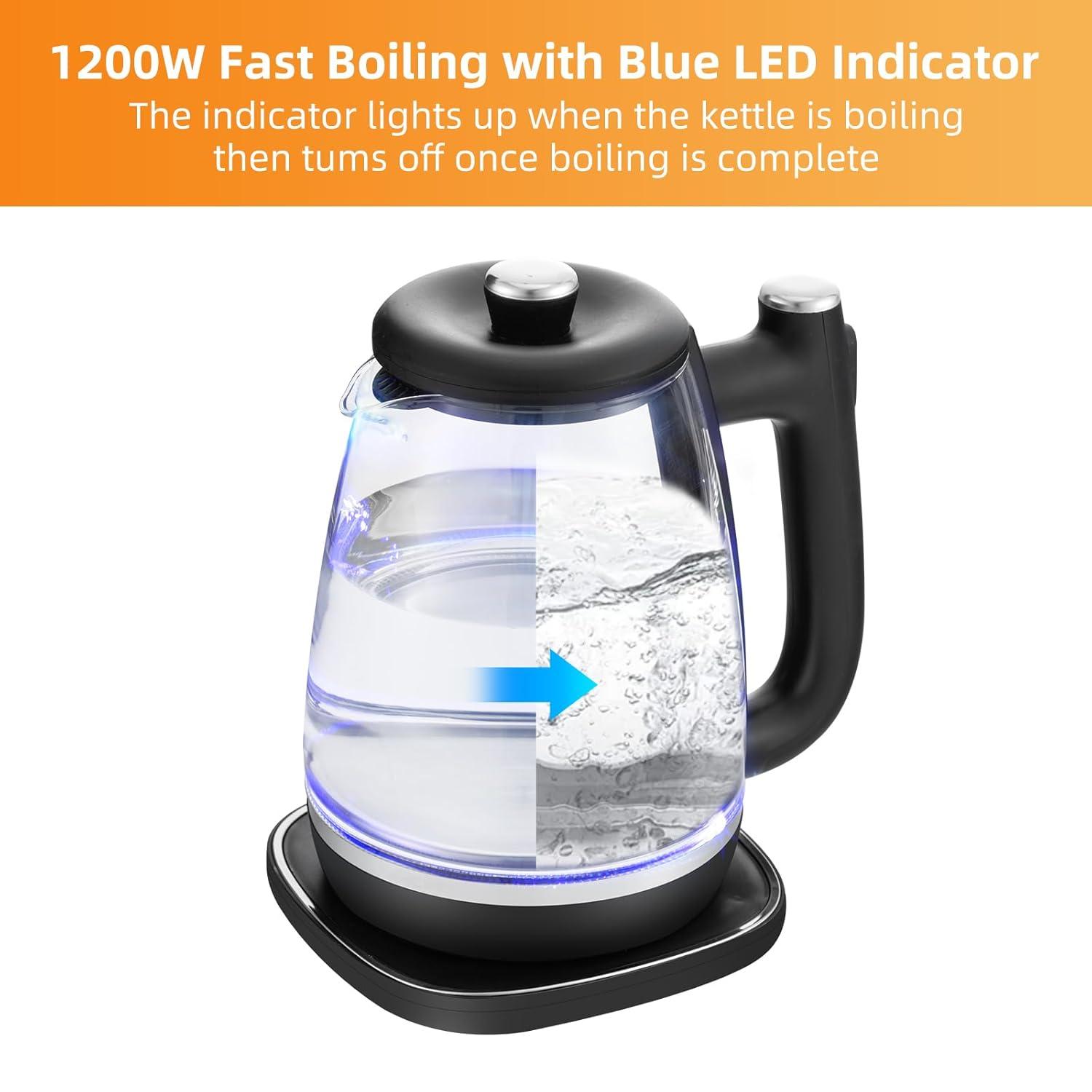 Panana Electric Kettle, Tea Kettle Pot, 1.8L, 1200W, Removable Stainless Steel Inner Lid for Easy Cleaning, Hot Water Kettle Teapot Boiler, Automatic Shut Off, BPA-Free