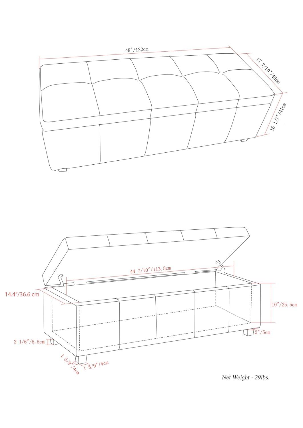 Simpli Home Castleford Large Storage Ottoman Bench