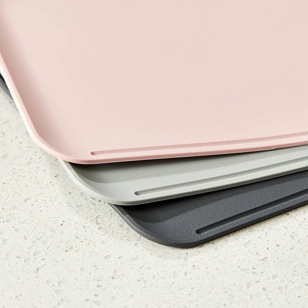 Premium Upgraded doblé Non-Scratch Flexible Cutting Board for Chopping, Scratch Free, Juice Grooves with Easy Grip Handle, Non-Slip Dishwasher Safe for Kitchen 9.3" x 13.7" (Baby Pink)