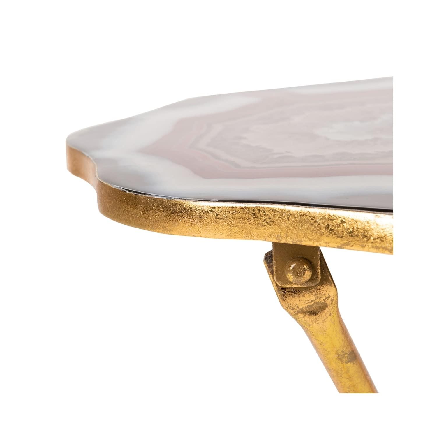 Celeste Faux Agate Side Table - Multi Color/Gold - Safavieh
