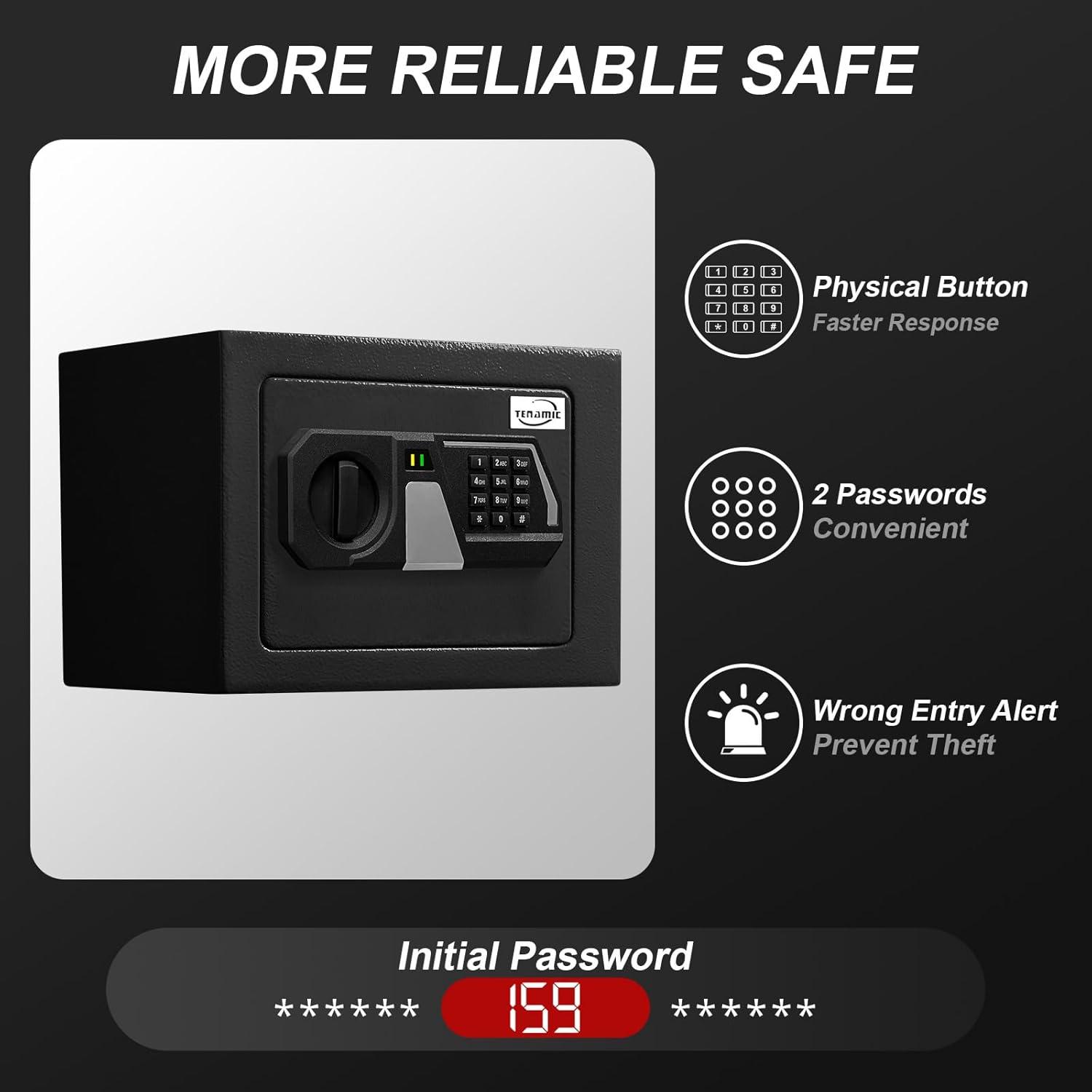 MASTER CRAFT WINDOW AND DOOR Safe Box 0.23 Cubic Feet Electronic Digital Security Box, Keypad Lock Box Cabinet Safes, Solid Alloy Steel Office Hotel Home Safe