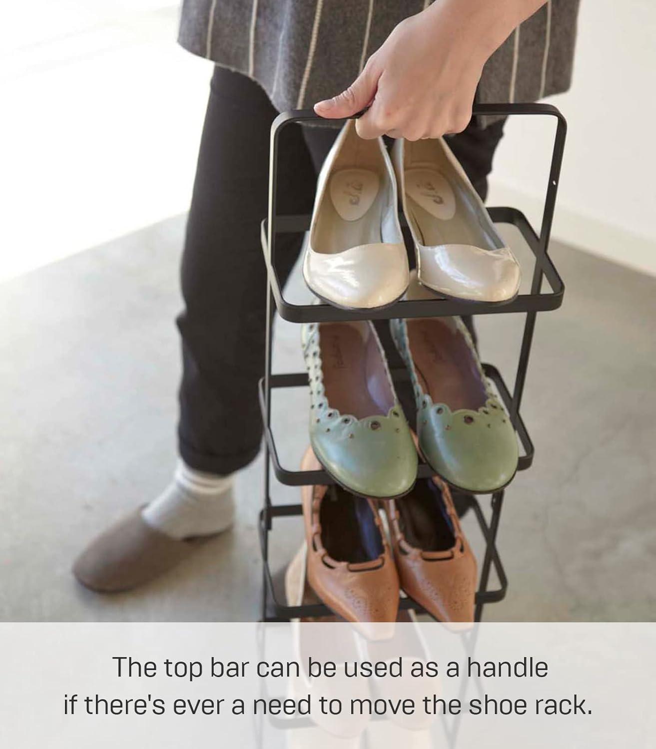 Yamazaki Home Steel Upright 5 Pair Shoe Rack with Handle