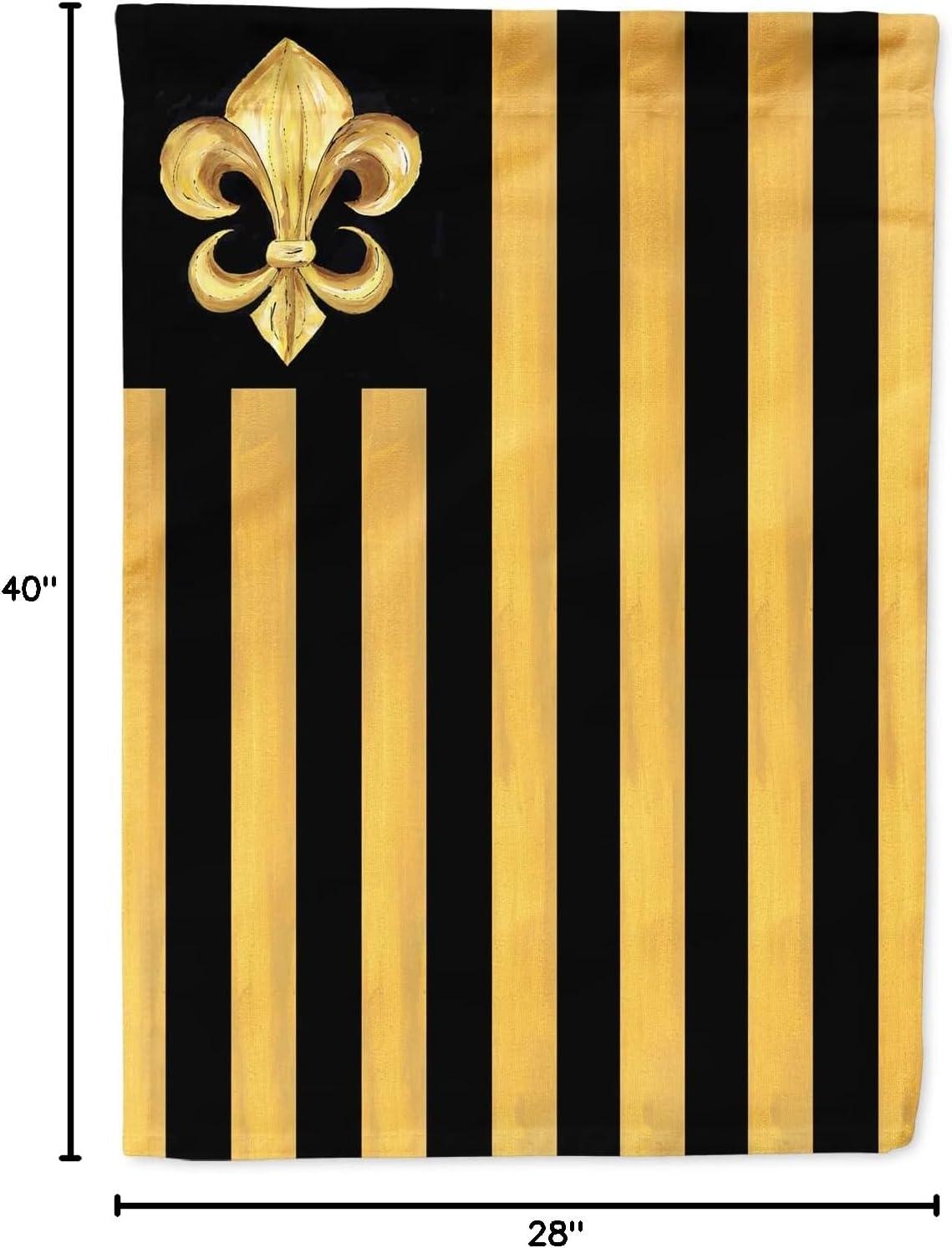 Black and Gold Fleur de Lis Striped House Flag