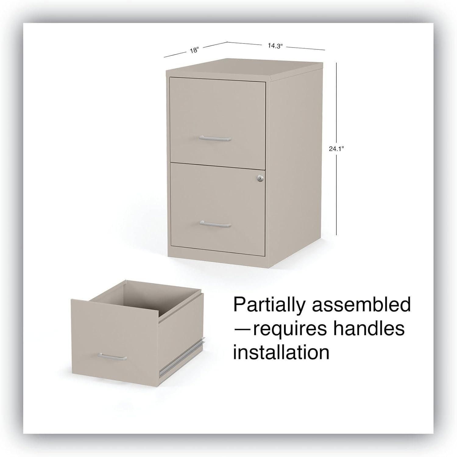 Alera Soho Vertical File Cabinet, 2 Drawers: File/File, Letter, Putty, 14" x 18" x 24.1"