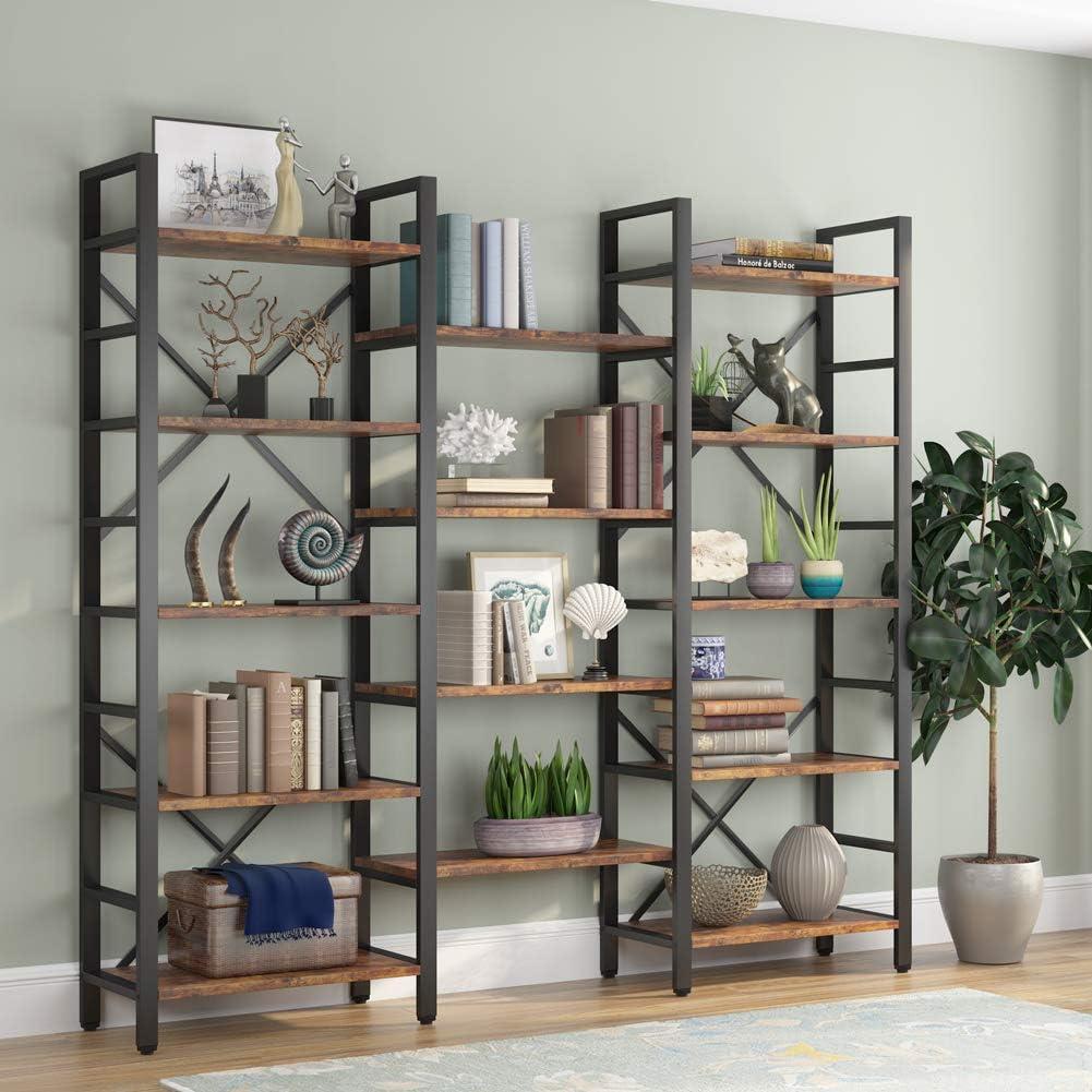 Tribesigns Triple Wide 5-Shelf Bookcase, Etagere Large Open Bookshelf