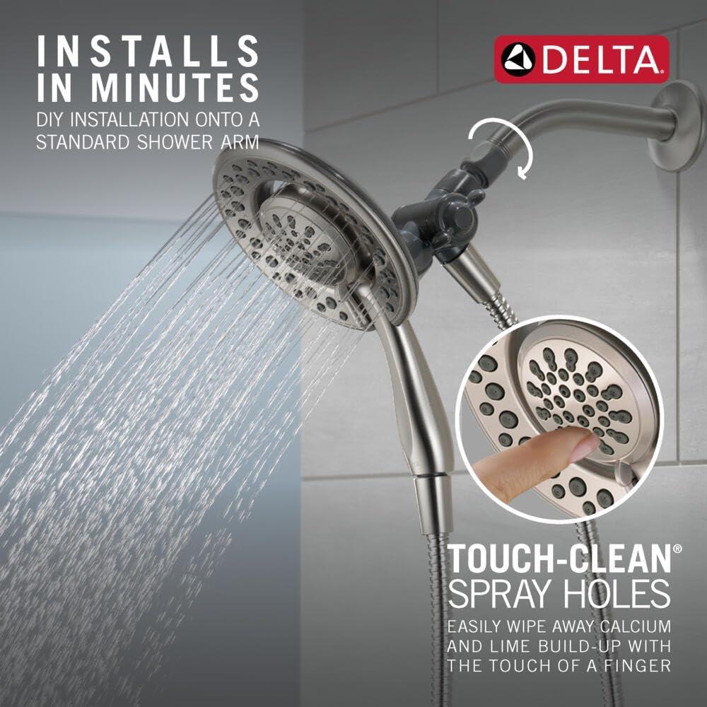 Spotshield Brushed Nickel Stainless Steel Dual Shower Head with Handheld