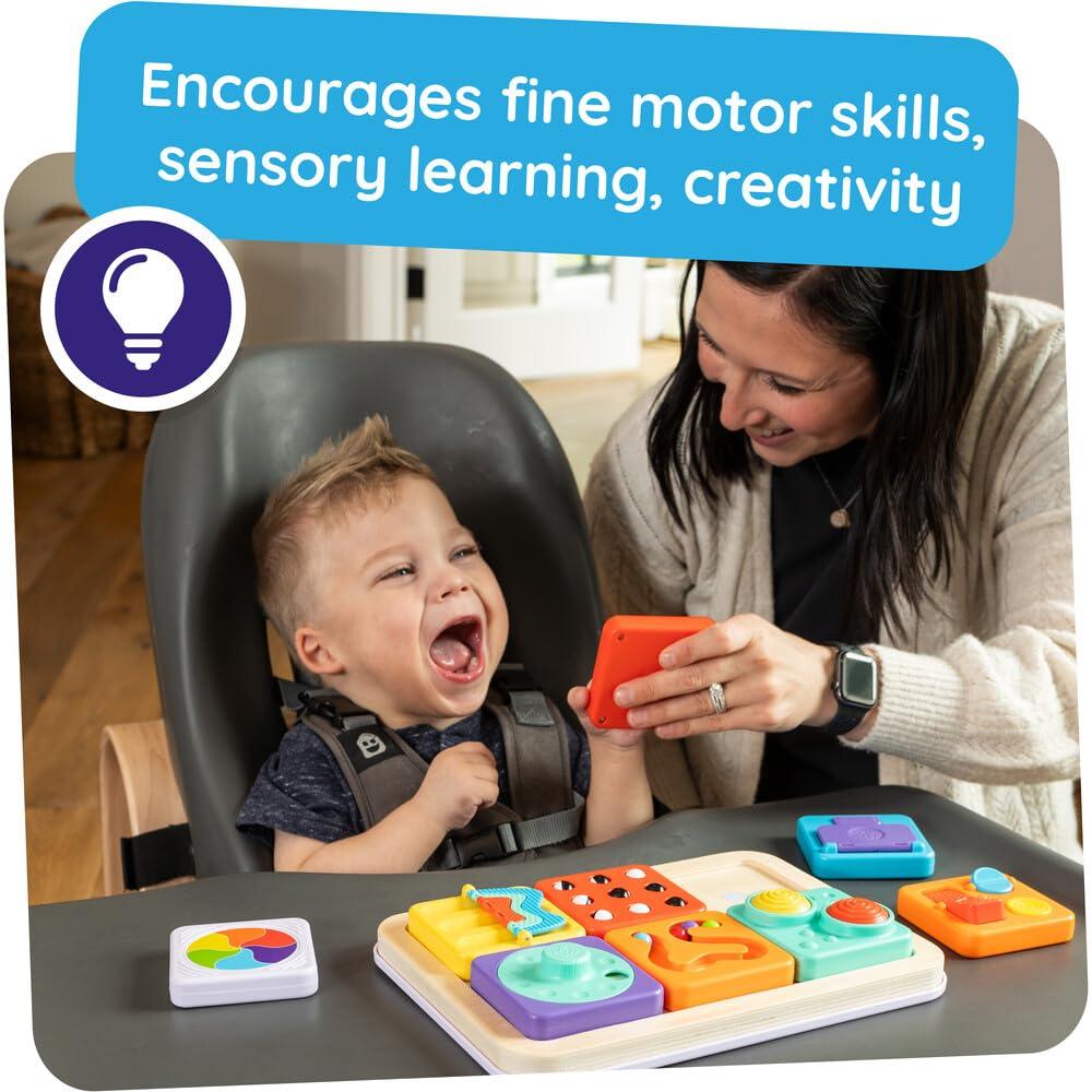 Fat Brain Toys PlayTab Essentials, Modular Sensory Activity Board for Babies and Toddlers Ages 12 Months+