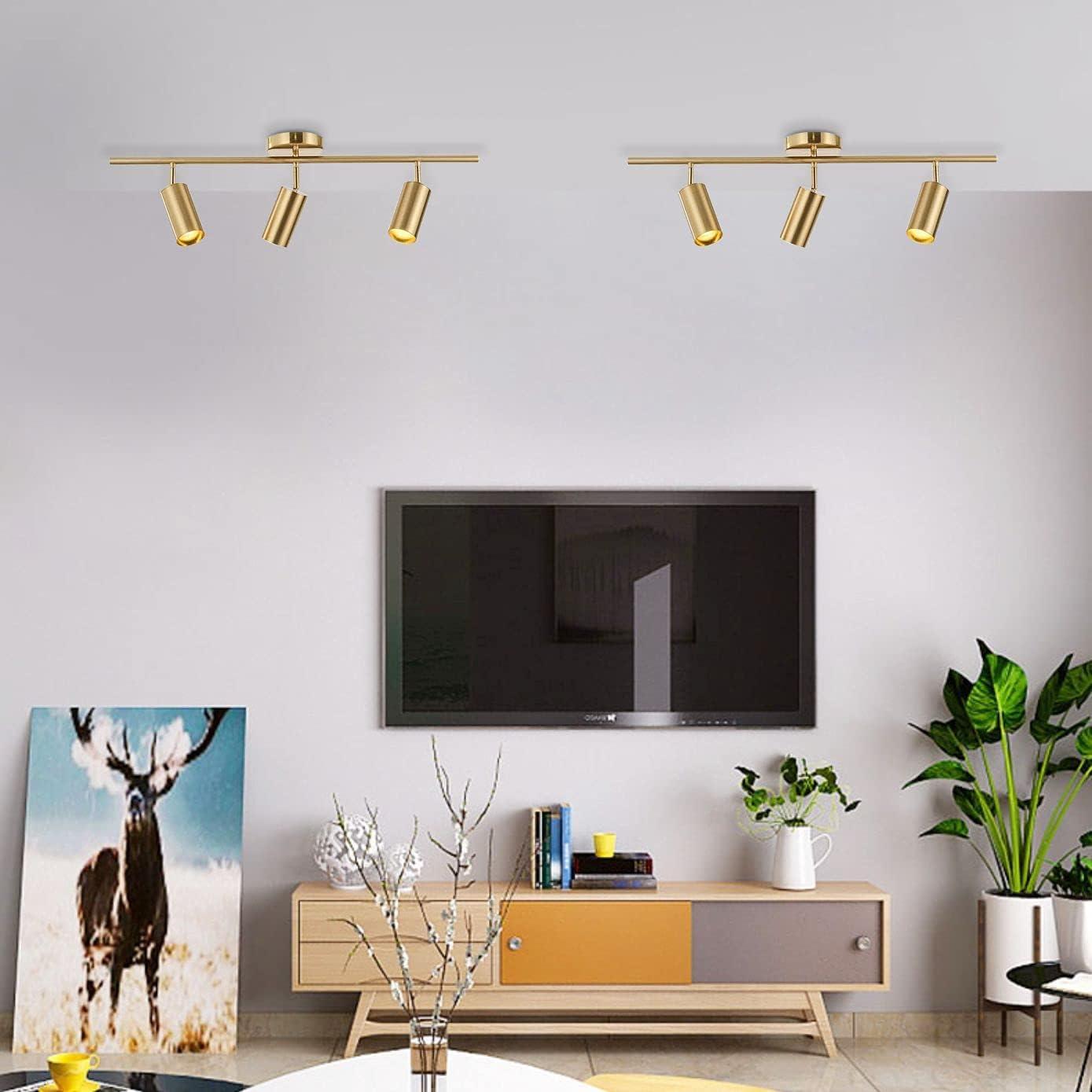 Adjustable 3-Light Brushed Brass LED Ceiling Spotlight