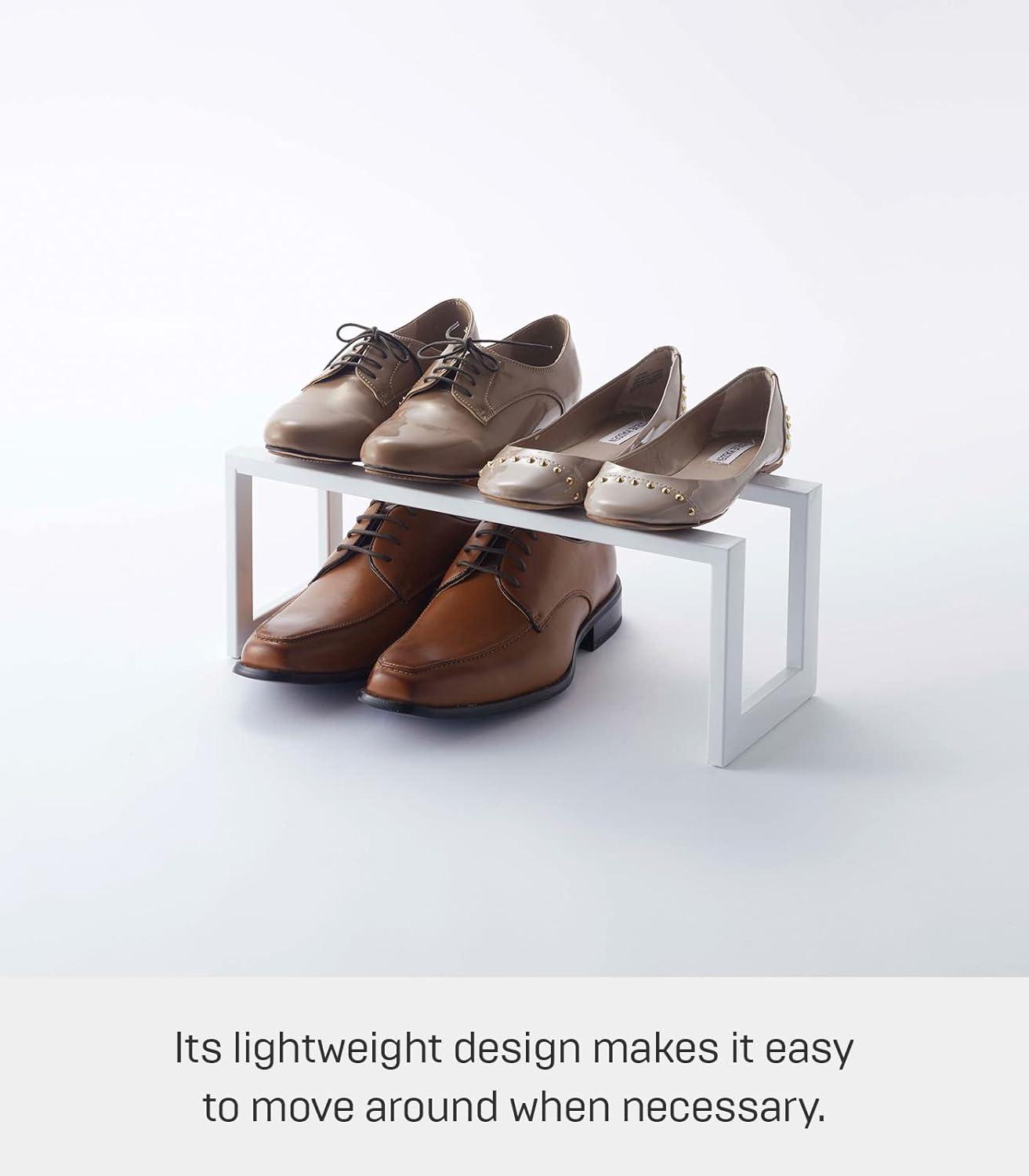 Yamazaki Home Adjustable Shoe Rack, Small, Steel,  Holds 4 to 8 shoes, Expandable, Stackable