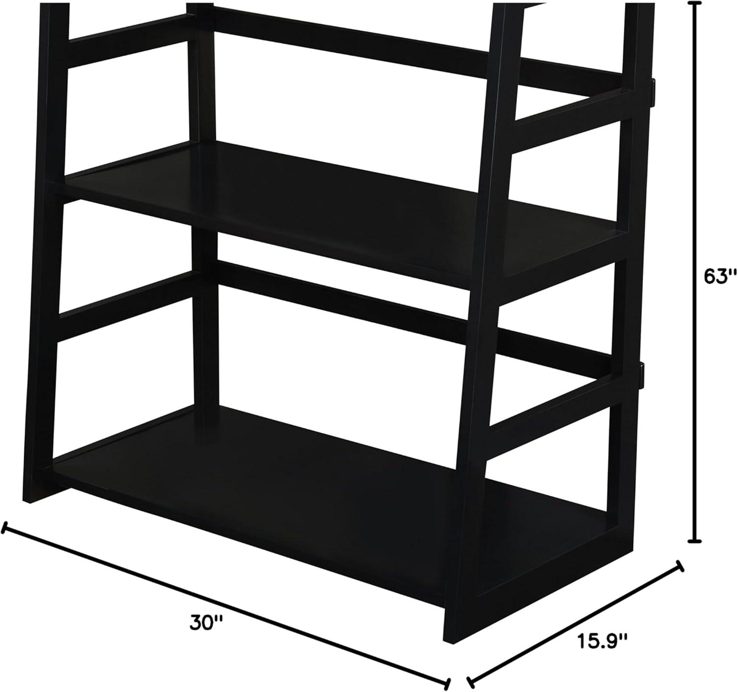 Acadian Solid Wood 30" Transitional Black Ladder Shelf