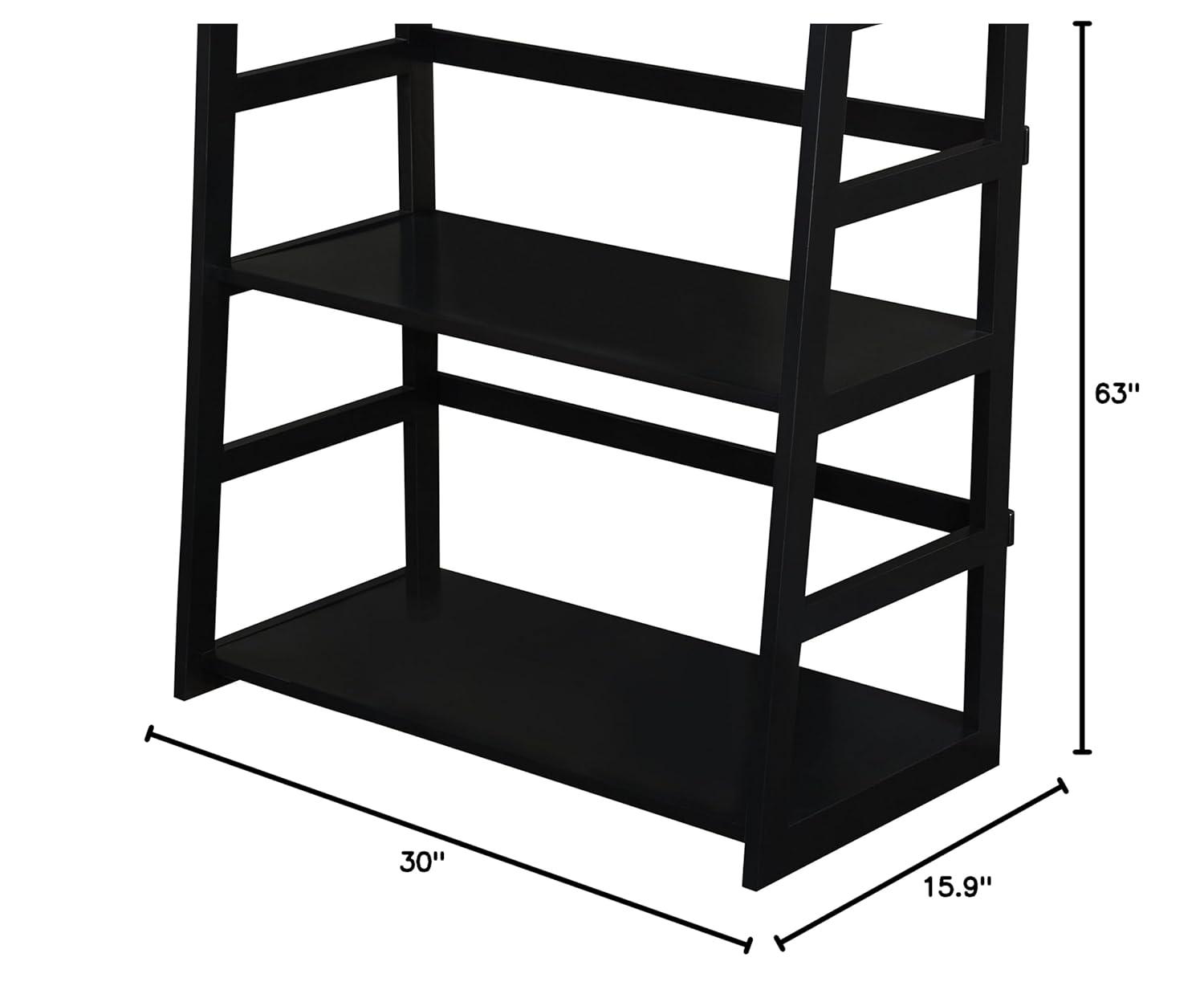 Simpli Home Acadian 30"W Solid Wood 5 Shelf Ladder Bookcase with Open Shelves
