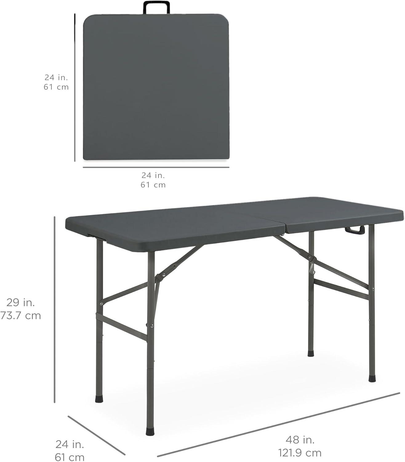 Best Choice Products 4Ft Plastic Folding Table, Indoor Outdoor Heavy Duty Portable W/ Handle, Lock For Picnic