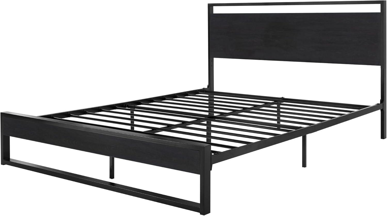 Killeryuki Full Bed Frame with Wood Headboard and Footboard, Heavy Duty Metal Platform Bed Frame, No Box Spring Needed, Noise-Killeryuki,Black