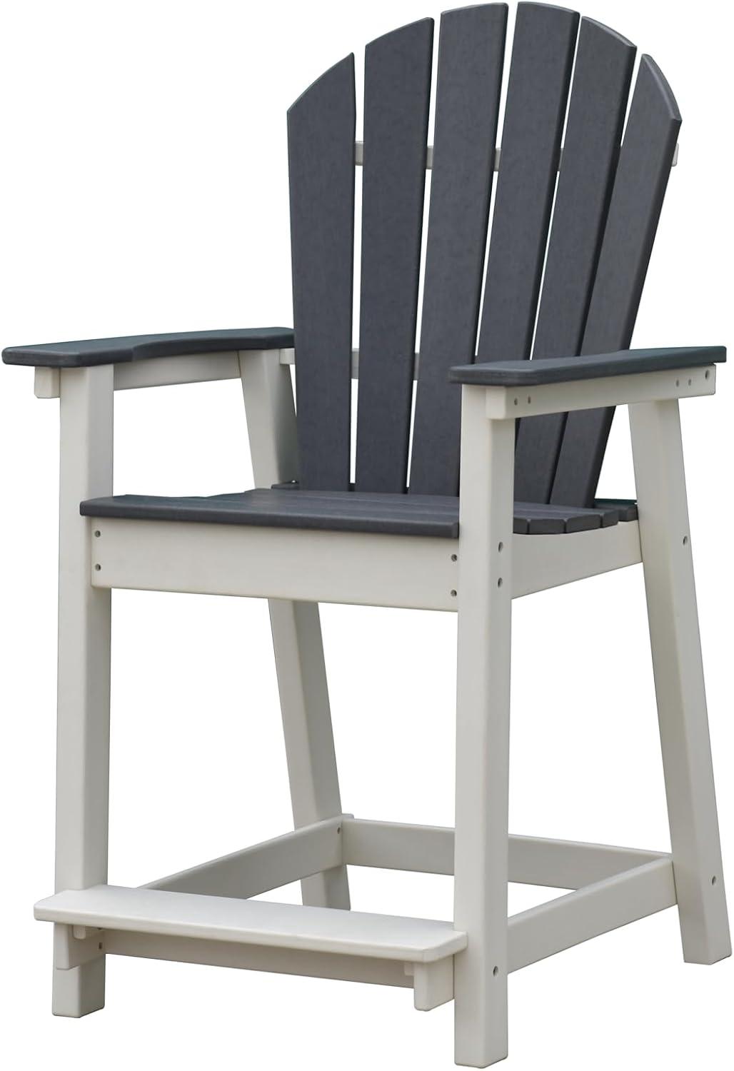 Outdoor Tall Adirondack Chair, Patio Bar Stool Chair with High Back, 400lbs, Widened Arms, All-Weather Balcony Chair for Backyard, Garden, Yard (1 PC)