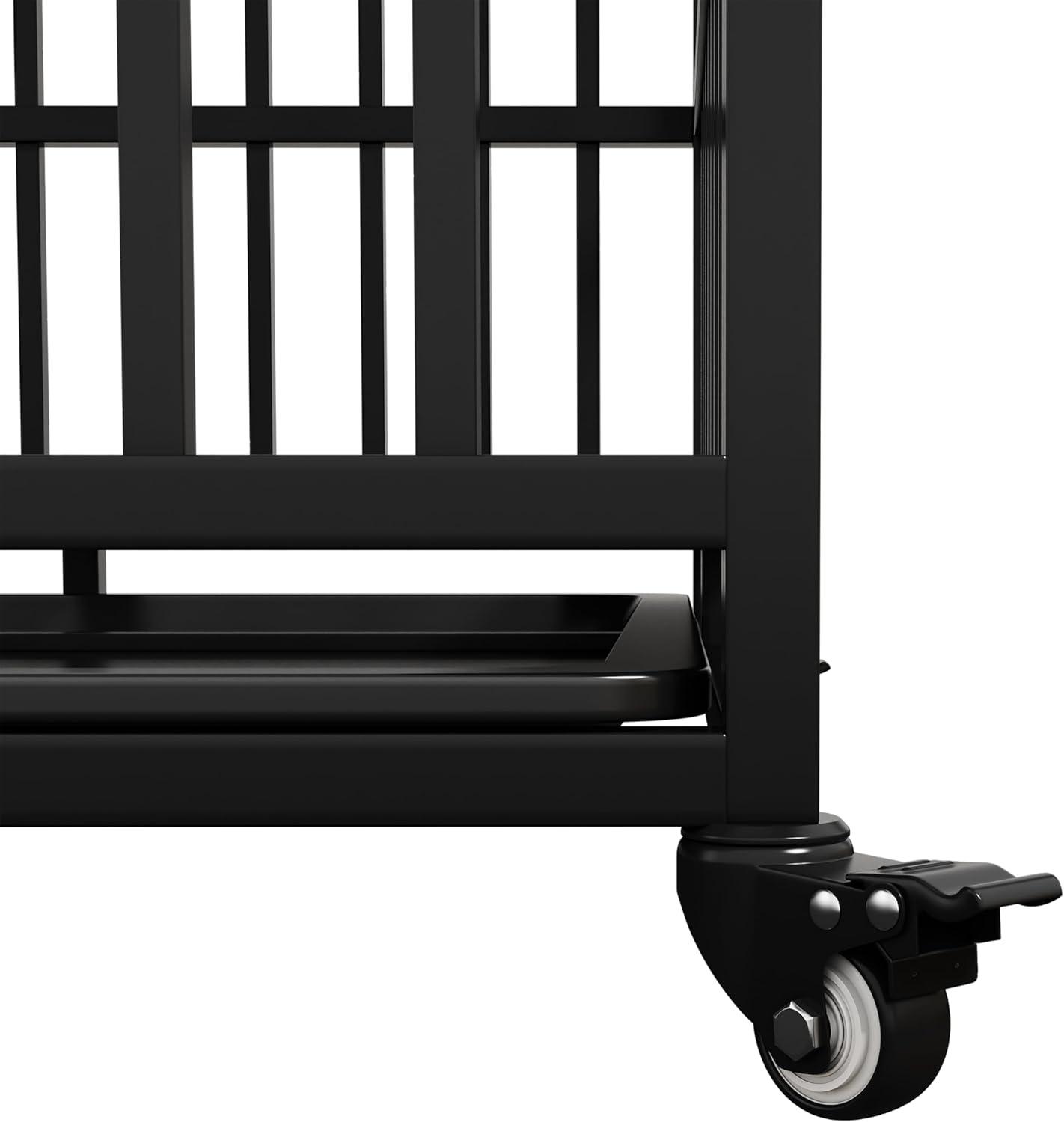 54" Heavy Duty Dog Crate Large Dog cage Strong Metal Dog Kennels and Crates for Large Dogs Top Open with 2 Doors 4 Lockable Wheels 2 Removable Trays