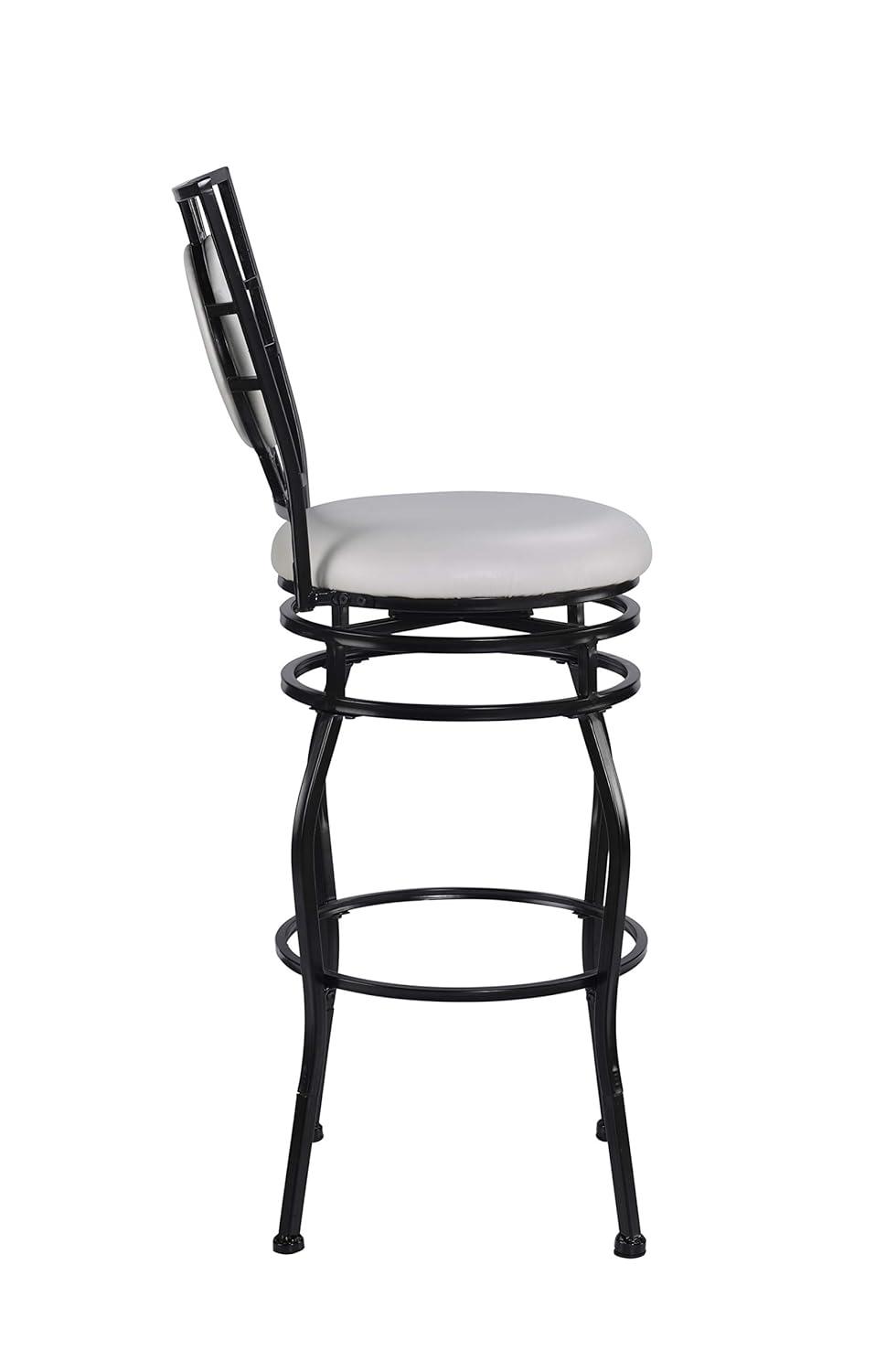 Linon Townsend Steel 24"-30" Adjustable Leg Armless Upholstered Stool in Black