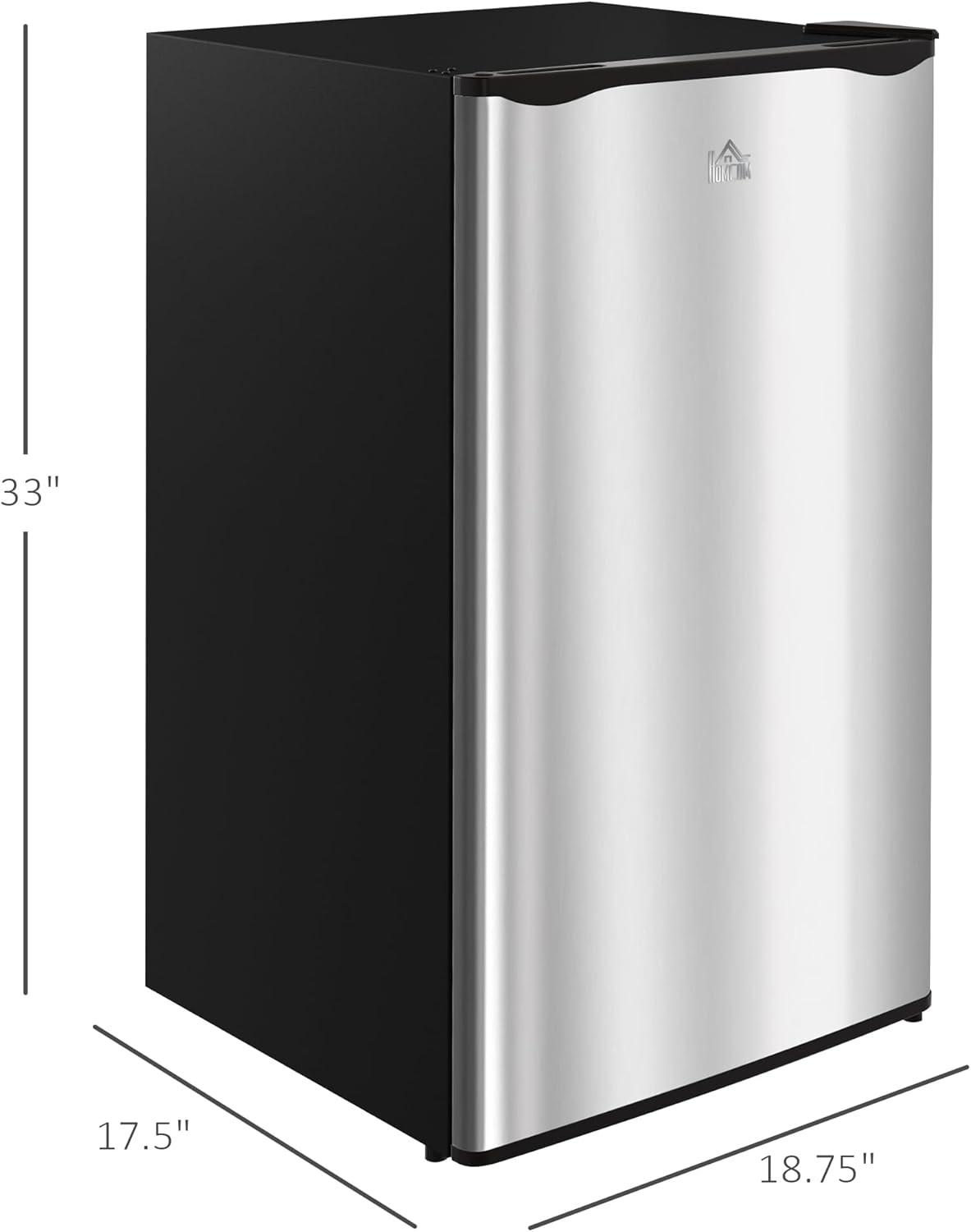 Compact Silver Mini Fridge with Freezer and Adjustable Thermostat