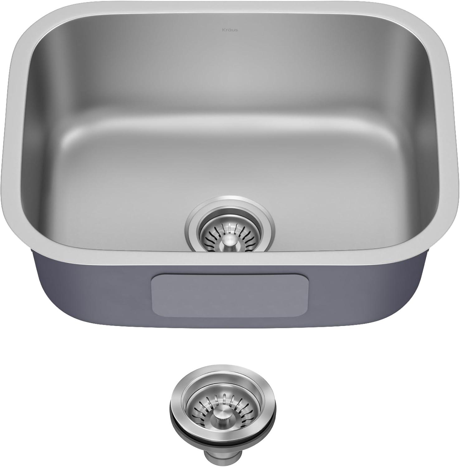 KRAUS Premier 16 Gauge Undermount Single Bowl Stainless Steel Kitchen Sink