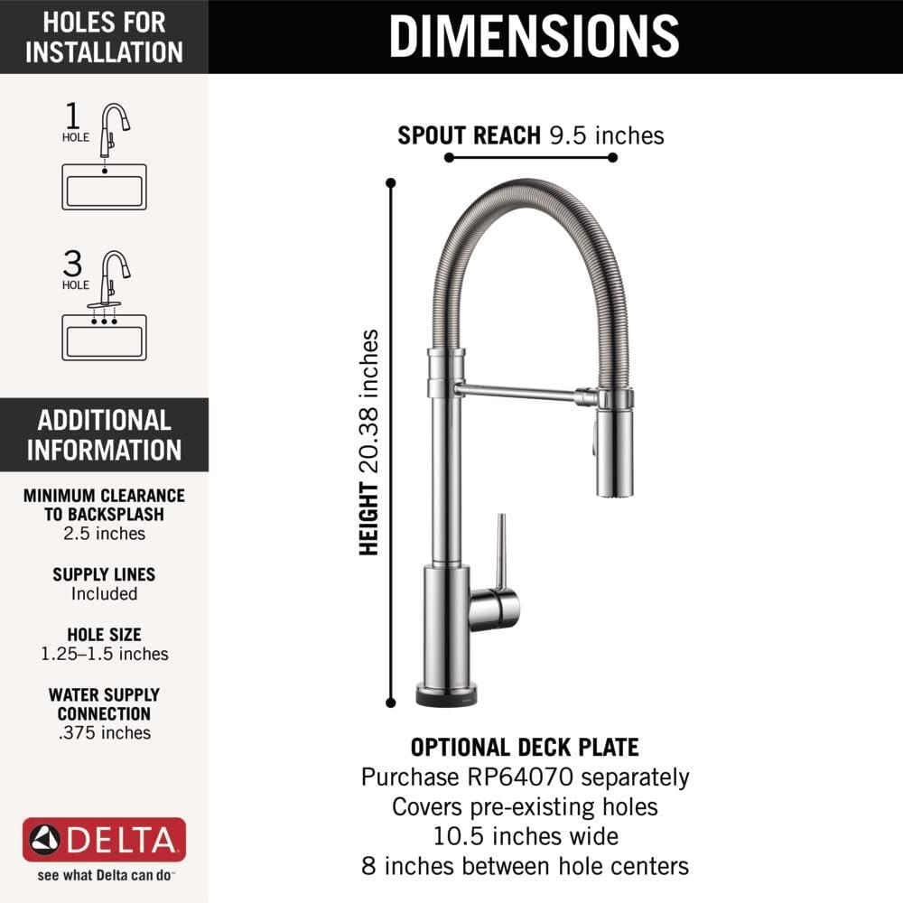 Trinsic Pull Down Sprayer Kitchen Sink Faucet, Pro Commercial Style Pull Down Kitchen Faucet