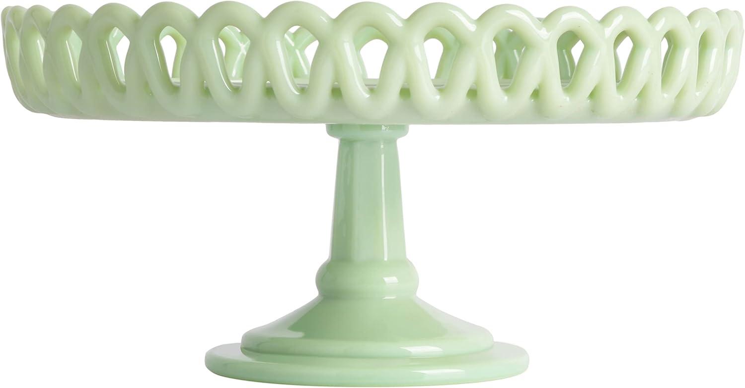 Martha Stewart Highbrook 8.5" Handmade Jadeite Glass Cake Stand