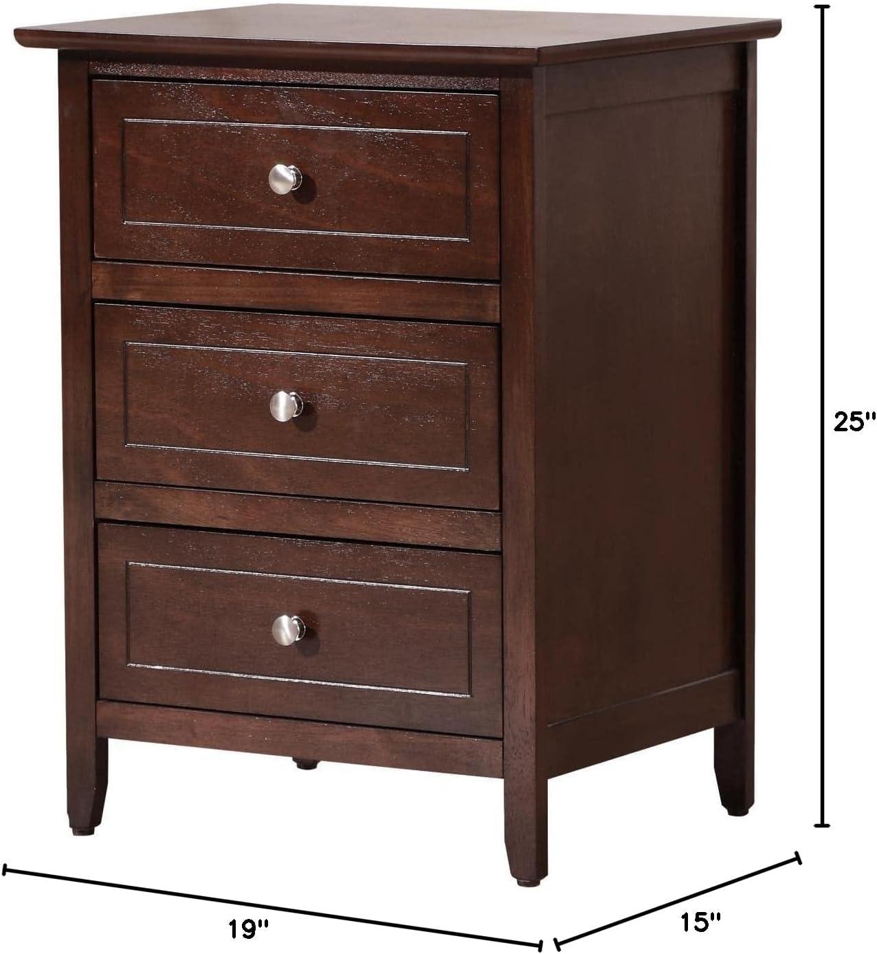 Glory Furniture Daniel 3 Drawer Nightstand in Cappuccino