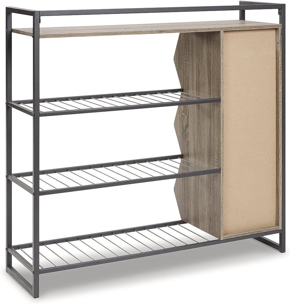 Signature Design by Ashley Casual Maccenet Shoe Rack  Grayish Brown/Gunmetal