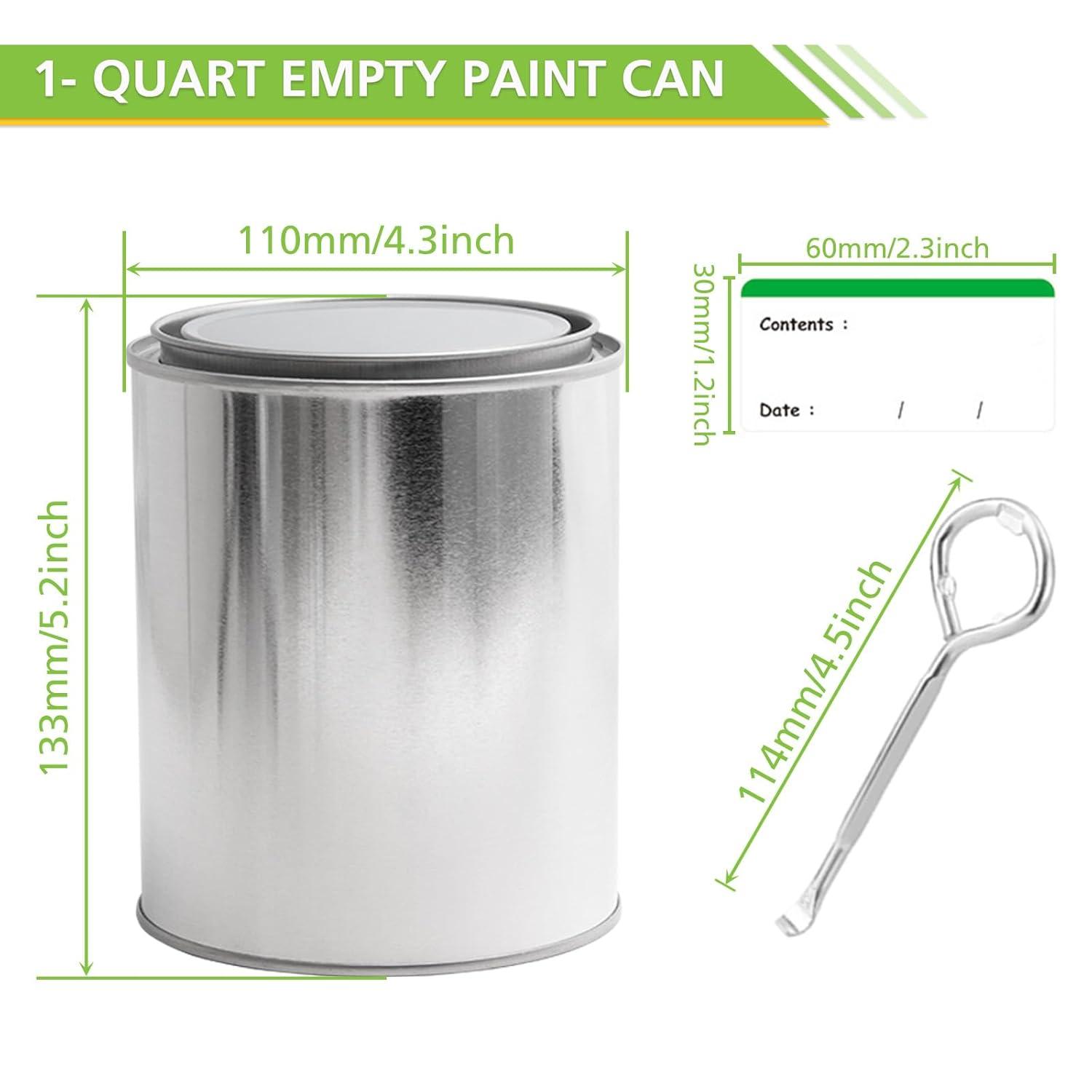 Cornucopia Brands Metal Paint Cans Quarter Pint Size w/ Lids, 6pk, Empty Unlined Mini Paint Pails