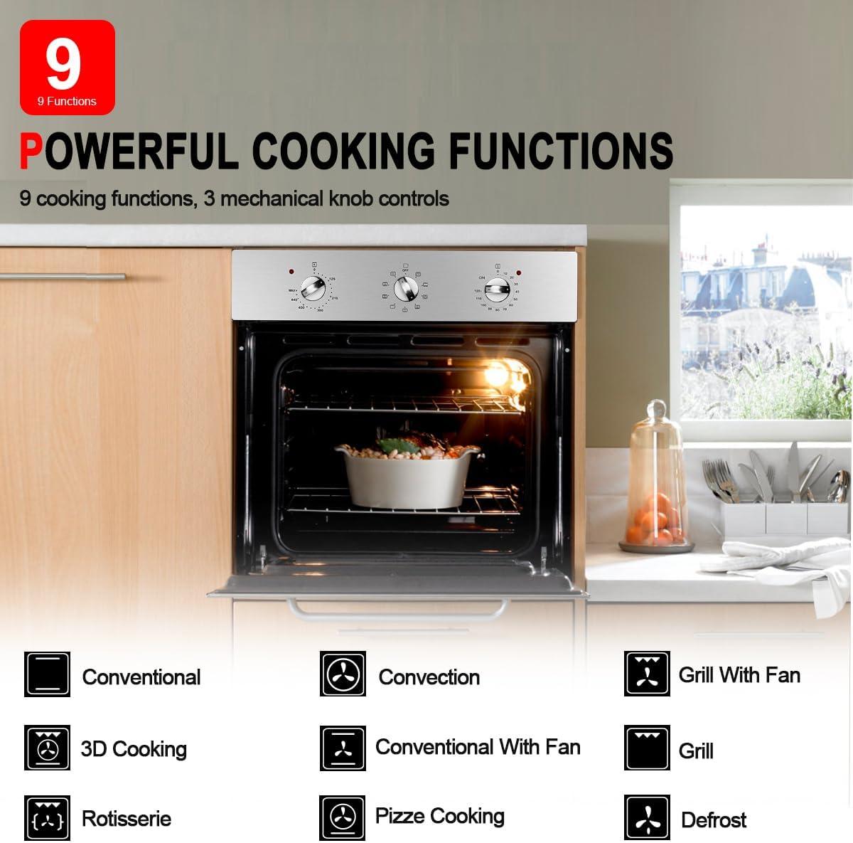 GASLAND 24" 2.3 cu. ft. Electric Single Wall Oven With 6 Cooking Functions ES606MS