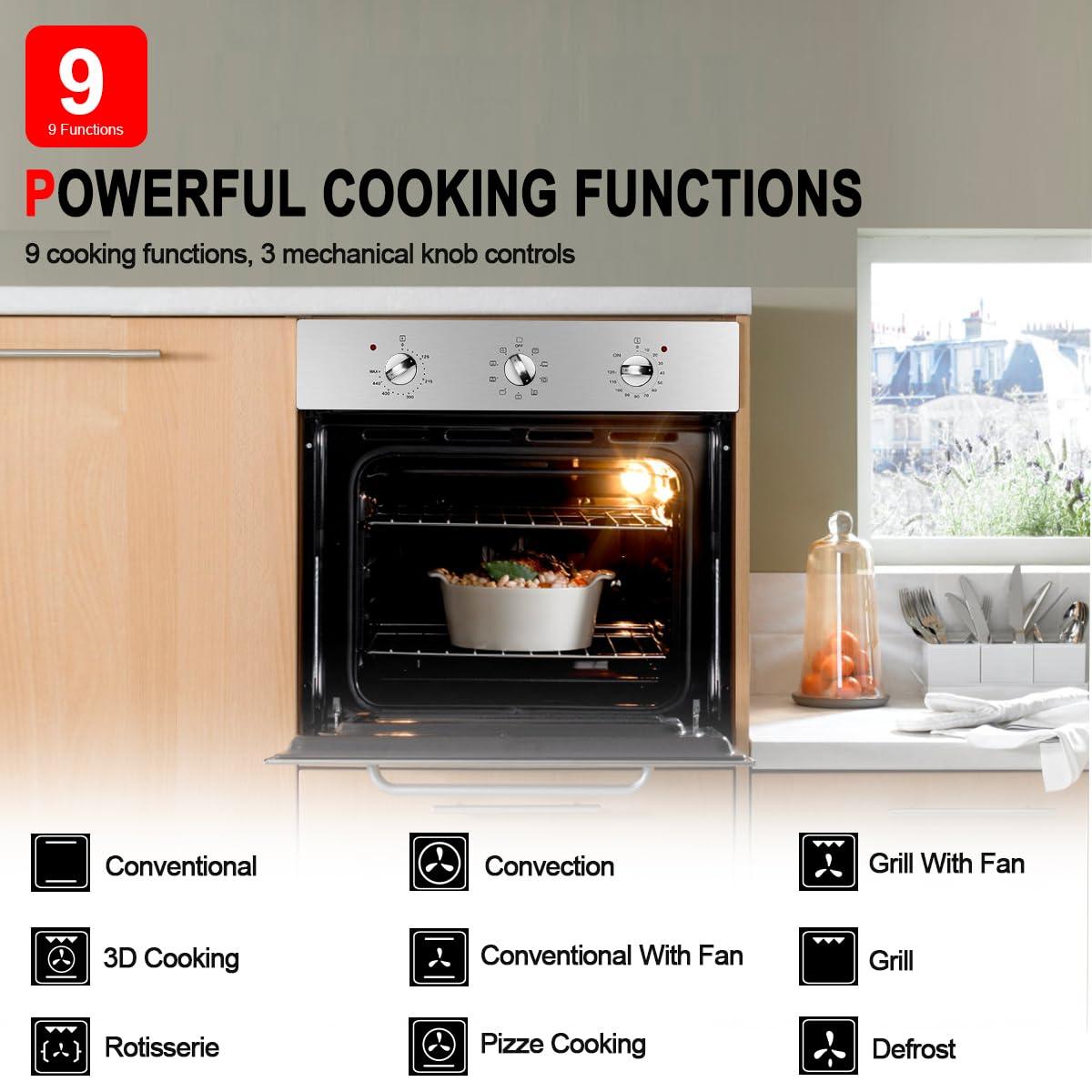 GASLAND 24" 2.3 cu. ft. Electric Single Wall Oven With 6 Cooking Functions ES606MS