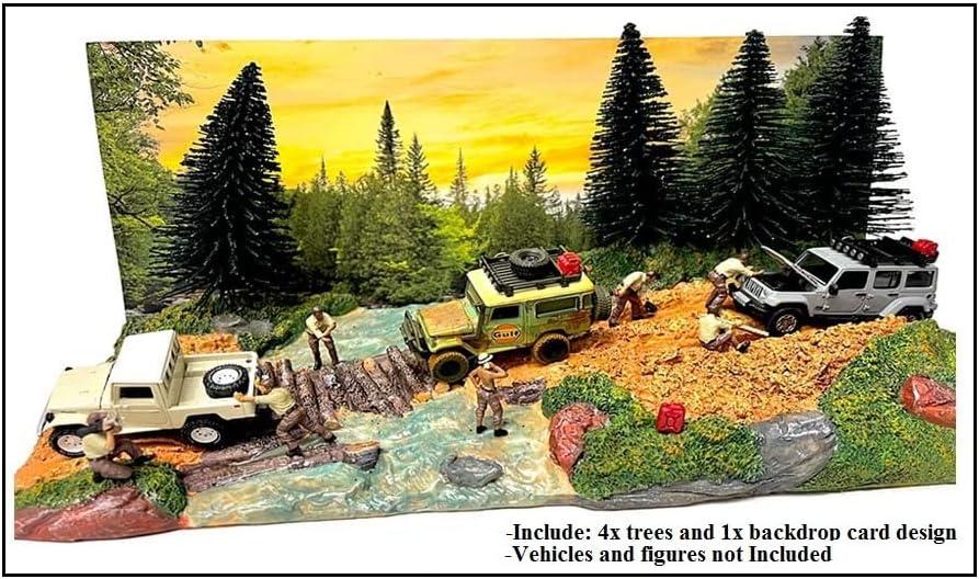 "Overland Off-Road" Diorama with Forest Background for 1/64 Scale Models by American Diorama