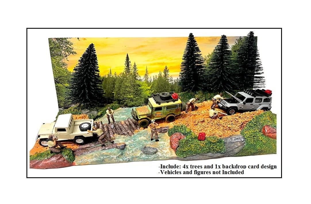 "Overland Off-Road" Diorama with Forest Background for 1/64 Scale Models by American Diorama