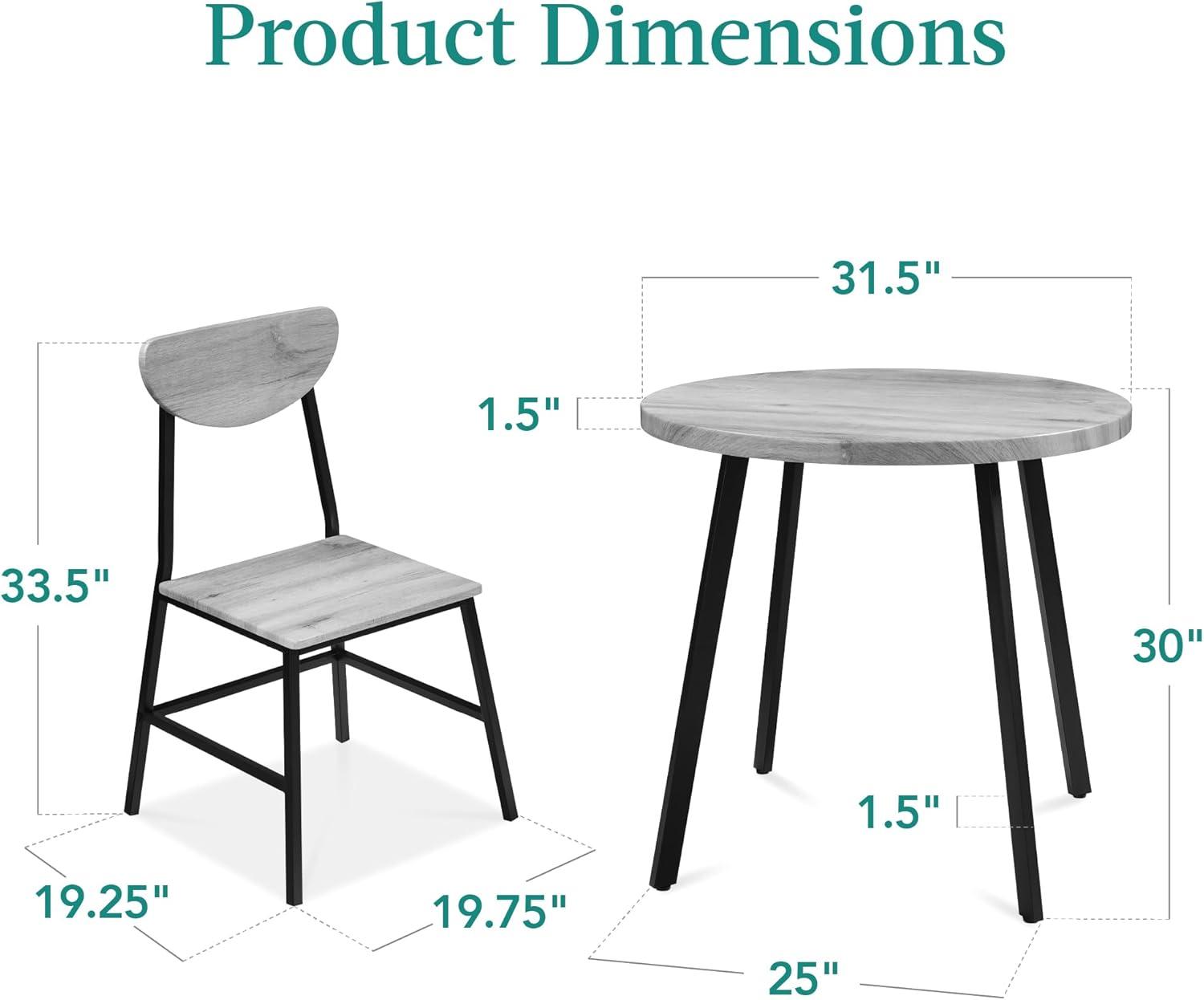 Best Choice Products 3-Piece Mid-Century Modern Round Dining Set w/ 2 Chairs, Angled Legs