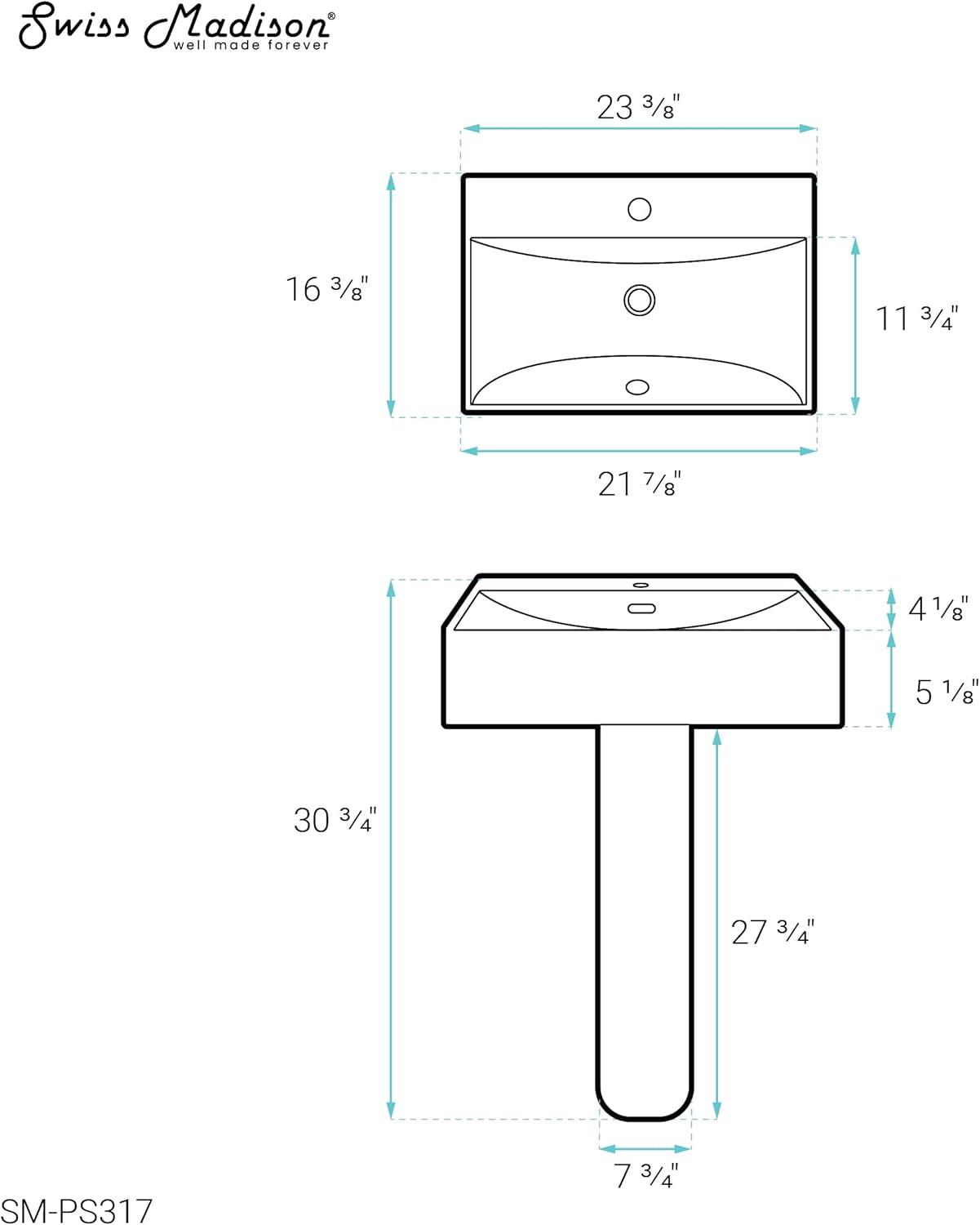 Concorde Square Two-Piece Pedestal Sink