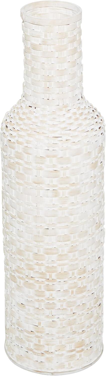 Studio 350 Intricately Woven Tall Bamboo Wood Floor Vase - White or Brown Brown - 9"W, 39"H